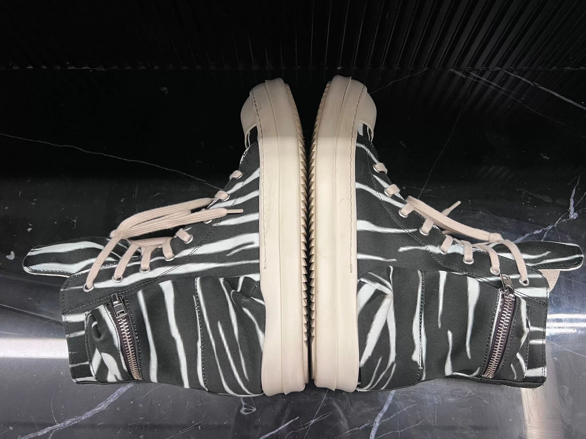 Rick Owens rick owens zebra high-top leather sneakers Size US 10 / EU 43 - 3 Thumbnail