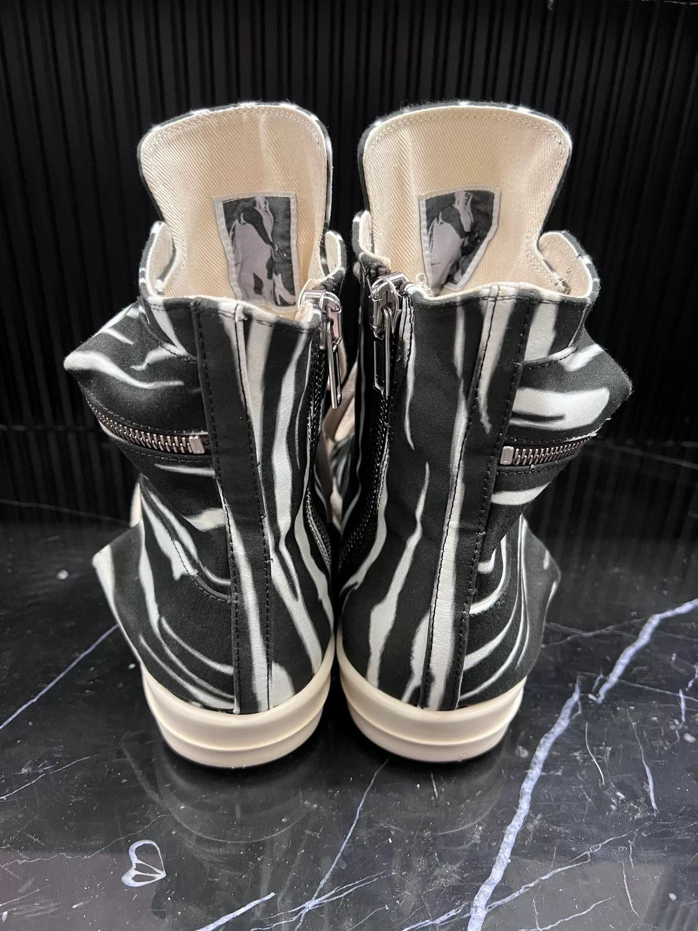 Rick Owens rick owens zebra high-top leather sneakers Size US 10 / EU 43 - 4 Thumbnail