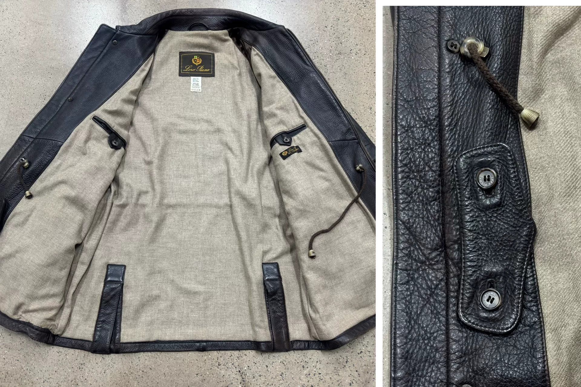 Loro Piana luxurious dark leather jacket with cashmere lining Size US L / EU 52-54 / 3 - 5 Thumbnail