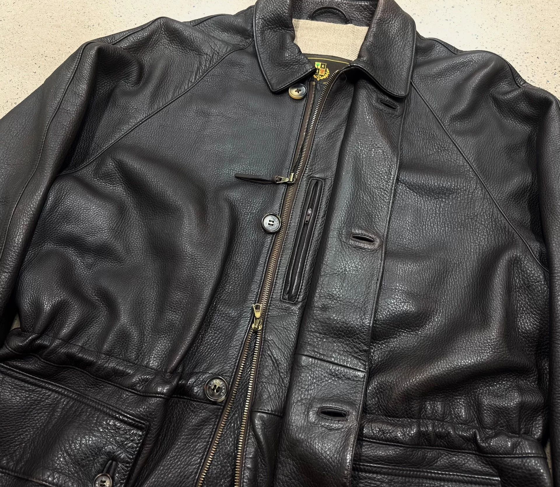 Loro Piana luxurious dark leather jacket with cashmere lining Size US L / EU 52-54 / 3 - 6 Thumbnail
