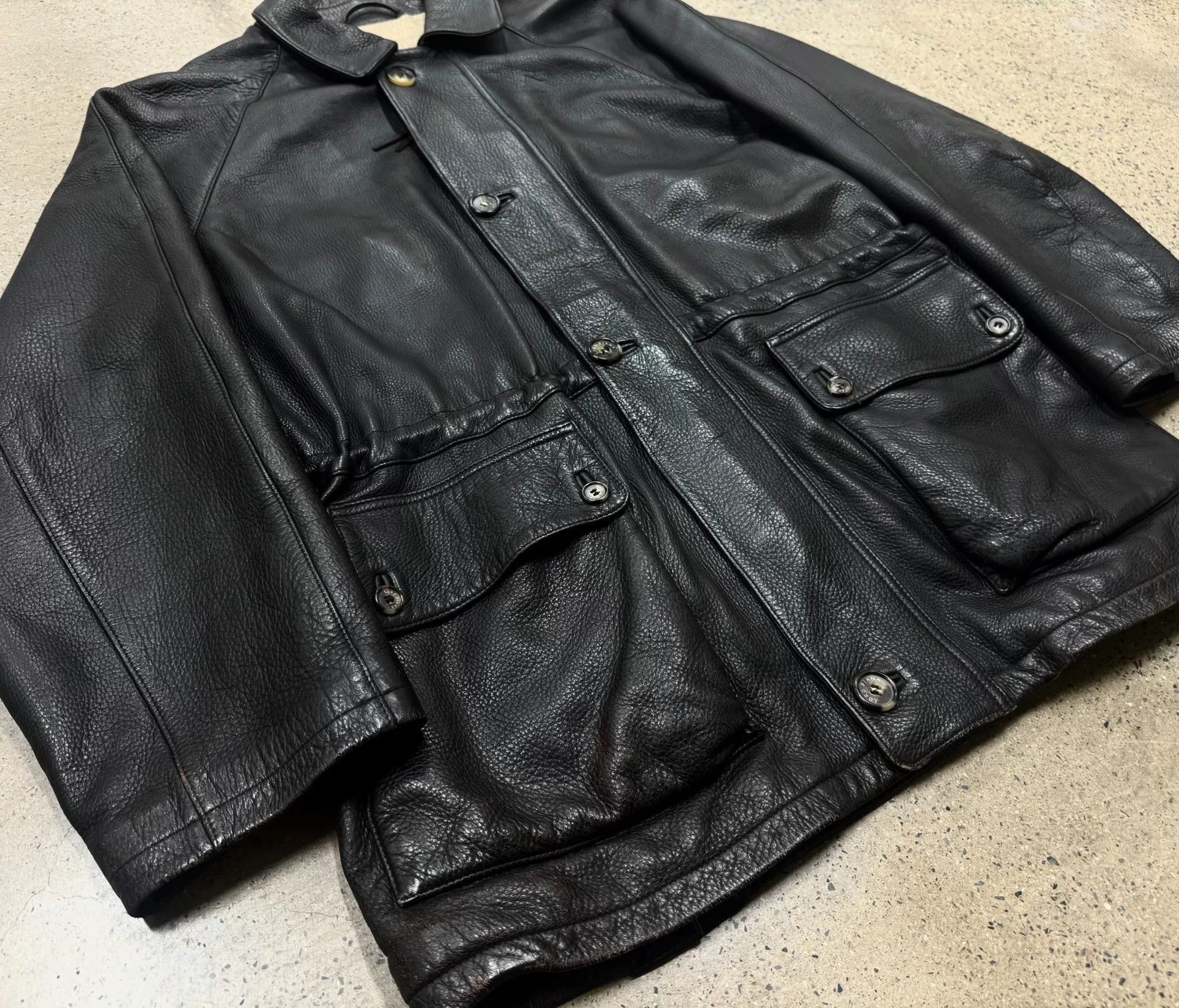 Loro Piana luxurious dark leather jacket with cashmere lining Size US L / EU 52-54 / 3 - 7 Thumbnail