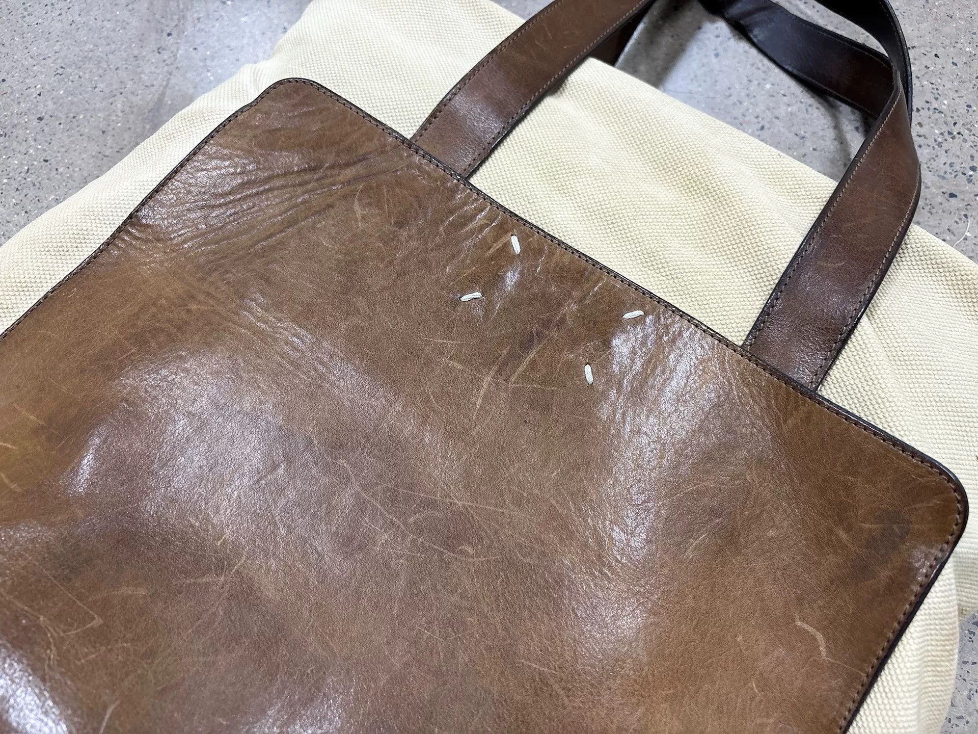 Maison Margiela Maison Margiela Leather and Canvas Tote Bag Size ONE SIZE - 4 Thumbnail