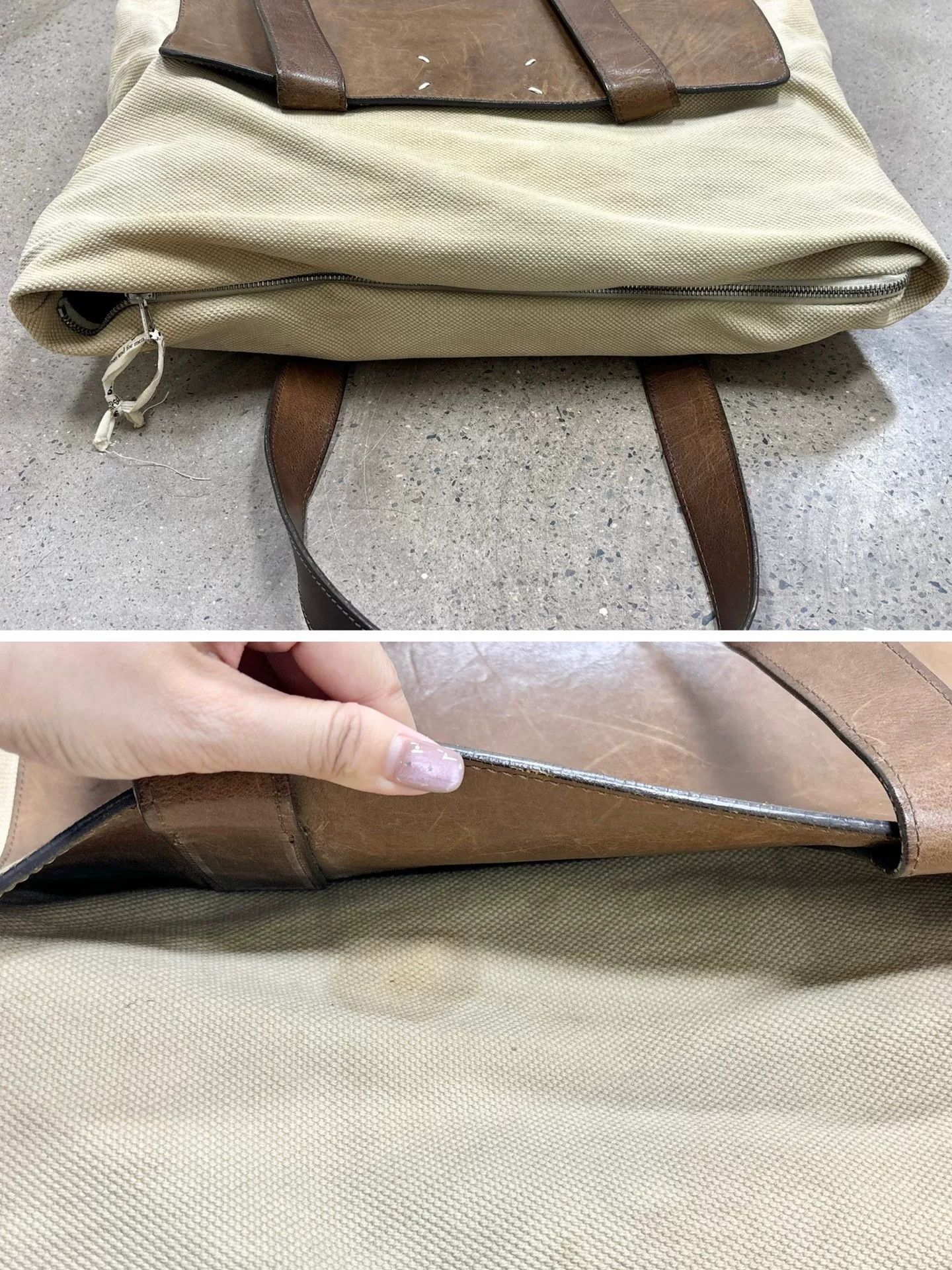 Maison Margiela Maison Margiela Leather and Canvas Tote Bag Size ONE SIZE - 7 Thumbnail