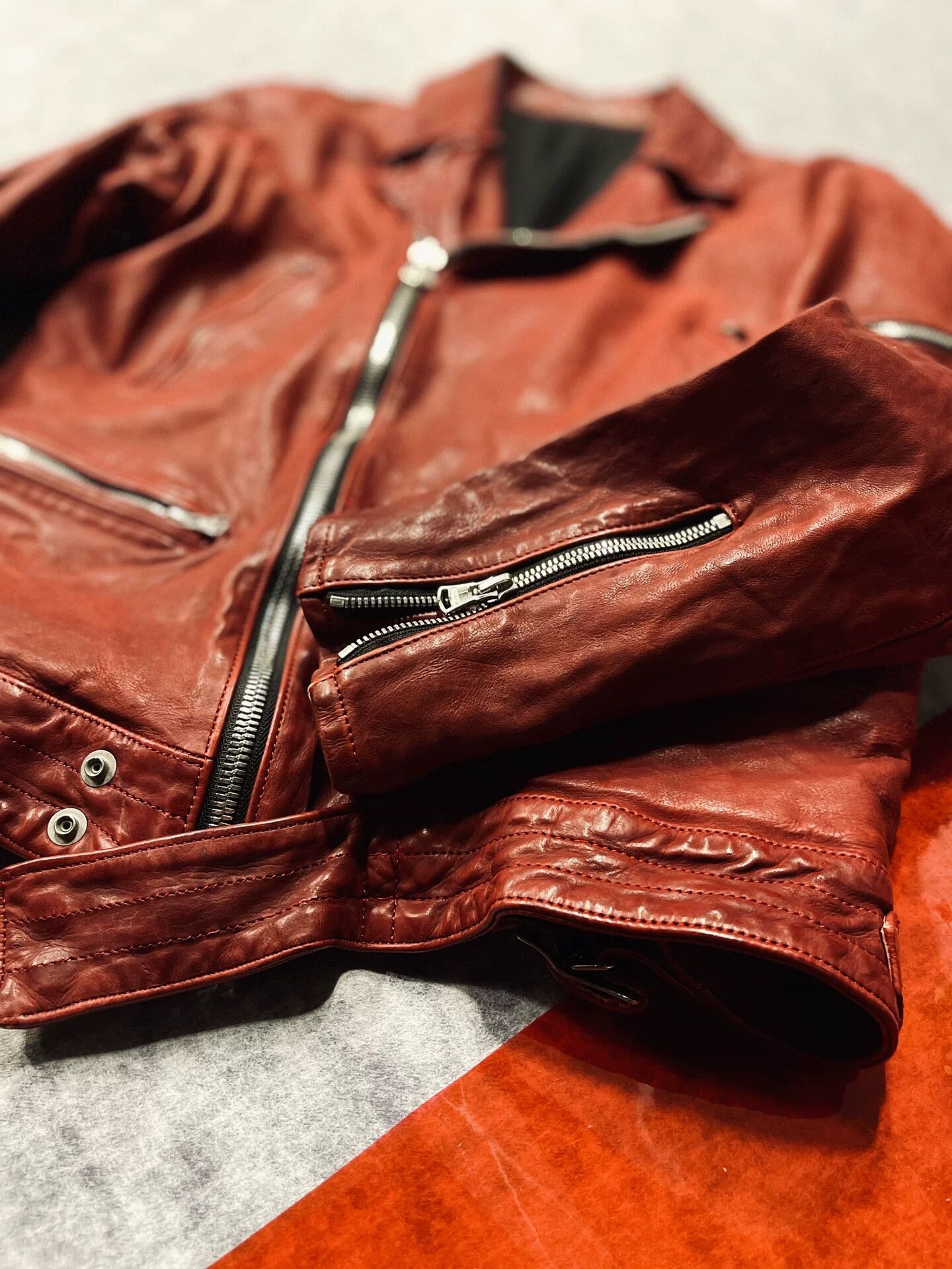 Yohji Yamamoto yohji yamamoto red leather biker jacket Size US M / EU 48-50 / 2 - 3 Thumbnail