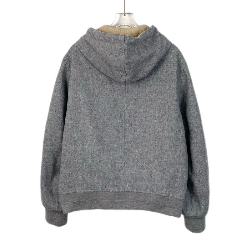 Brunello Cucinelli Brunello Cucinelli Gray Wool Hooded Jacket Size US XS / EU 42 / 0 - 2 Thumbnail