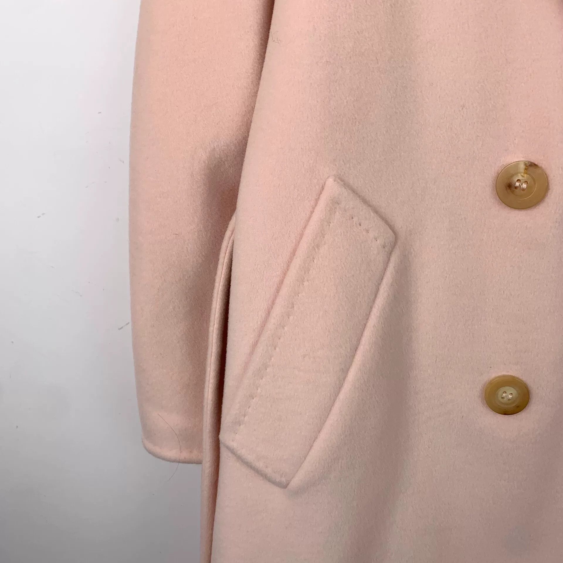 Max Mara Maxmara Pink Double-Breasted Wool Coat Size US XXS / EU 40 - 4 Thumbnail