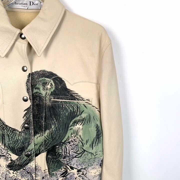 Dior christian dior beige monkey print leather jacket Size US M / EU 48-50 / 2 - 3 Thumbnail