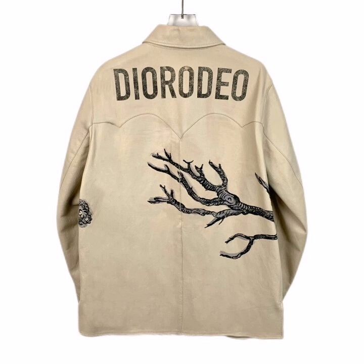 Dior Christian Dior Beige Monkey Print Leather Jacket Size US M / EU 48-50 / 2 - 2 Thumbnail