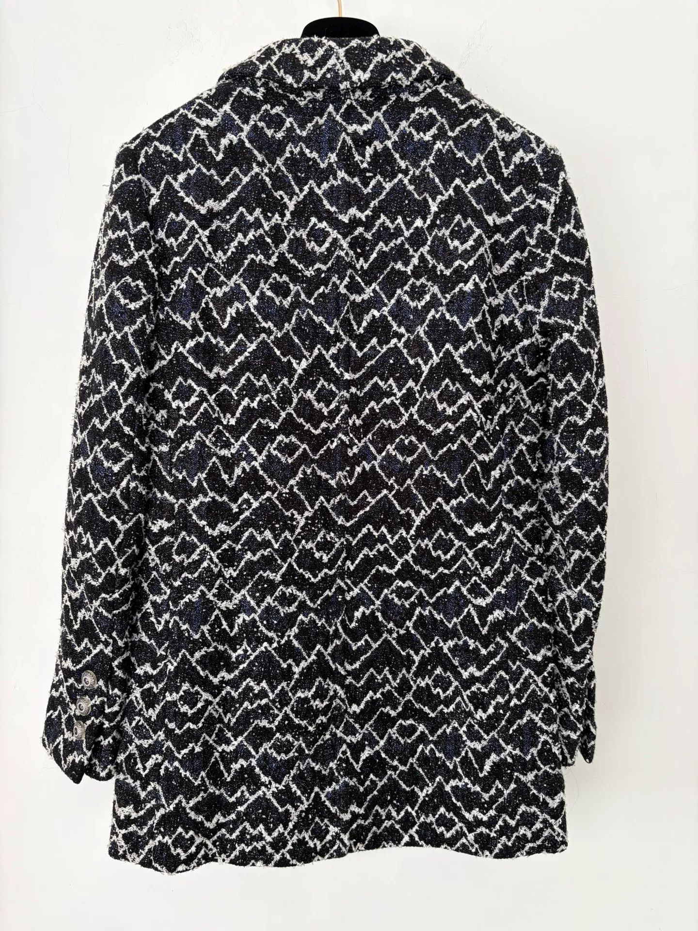 Chanel Chanel Blue White Tweed Pocket Coat Size US XS / EU 42 / 0 - 2 Thumbnail
