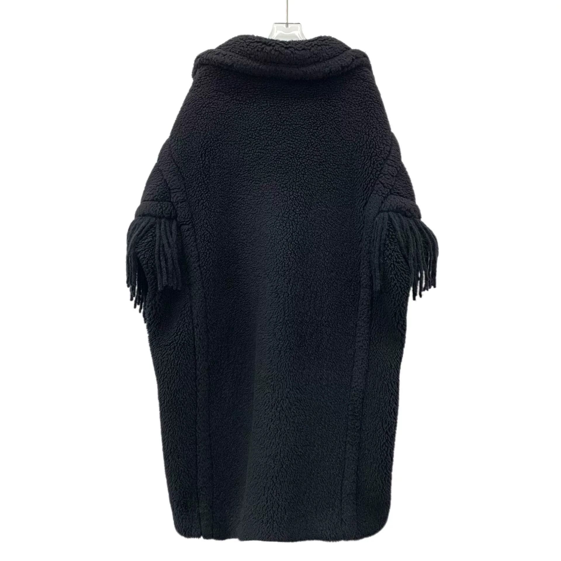 Max Mara black long coat with fringed collar Size US M / EU 48-50 / 2 - 2 Thumbnail