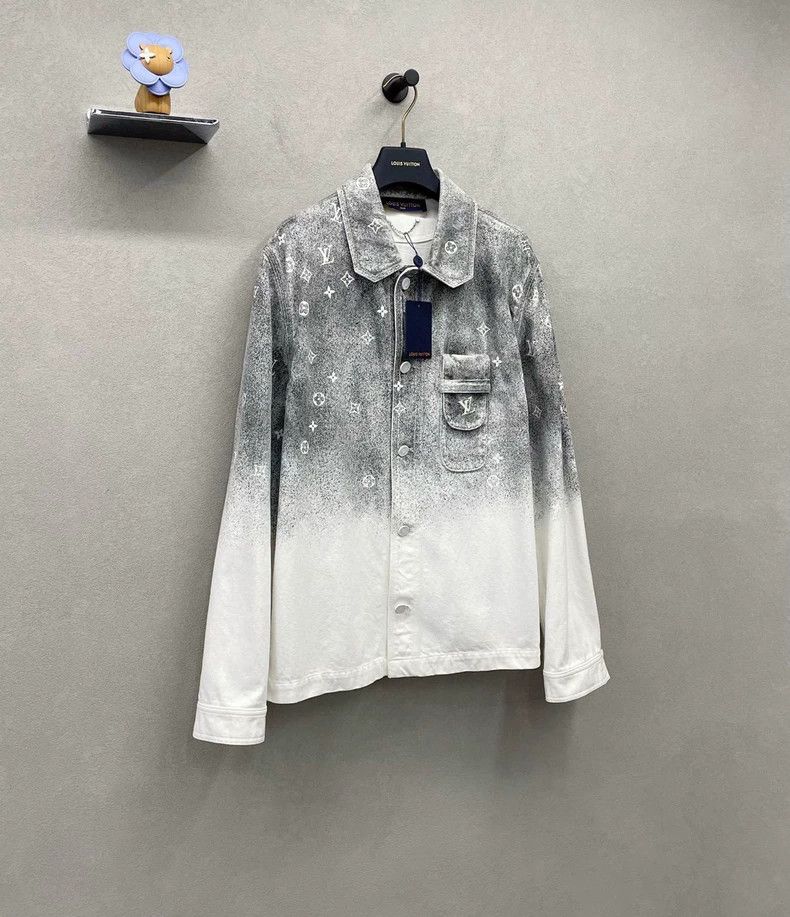 Louis Vuitton LV Gray White Star Print Denim Jacket Size US L / EU 52-54 / 3 - 3 Thumbnail