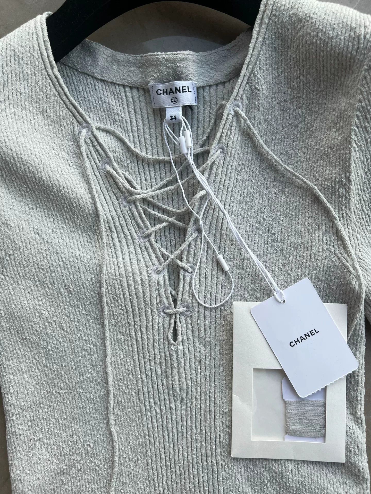 Chanel Chanel 25C Silver Lace-Up T-Shirt Size US XS / EU 42 / 0 - 3 Thumbnail