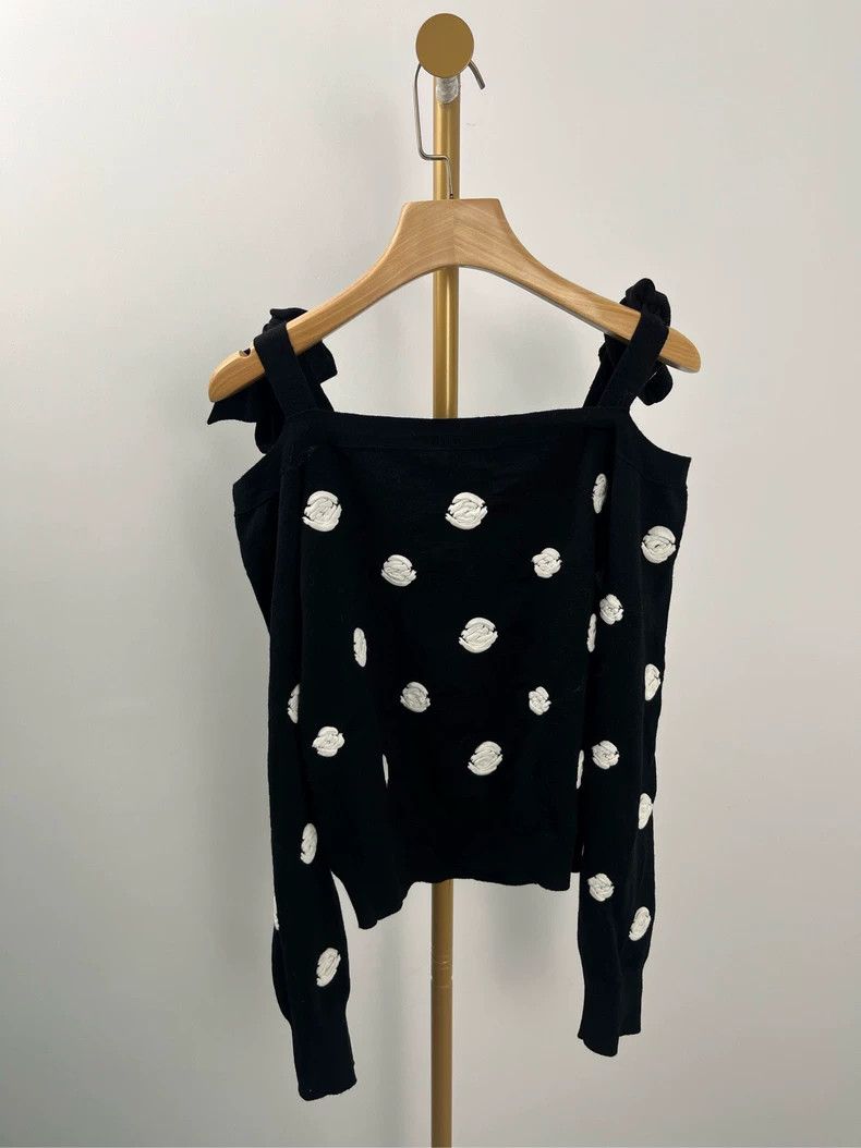 Chanel Chanel Black Floral Long Sleeve Knit Top Size US S / EU 44-46 / 1 - 2 Thumbnail