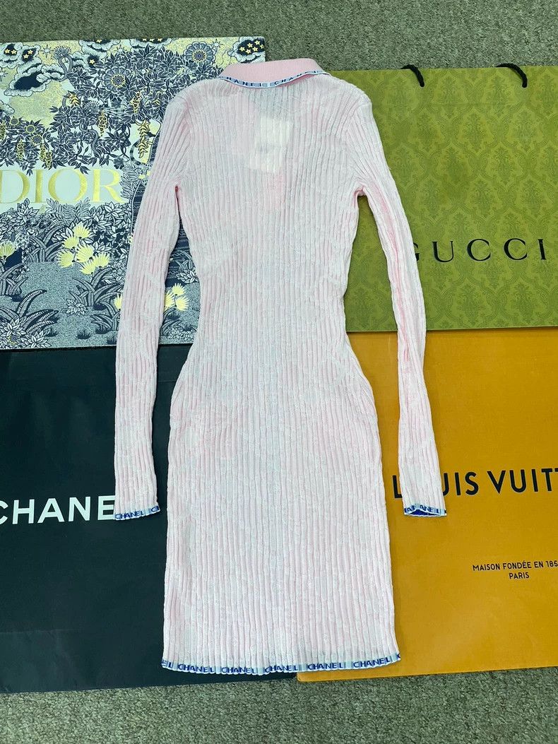 Chanel 24S Pink Knit Dress