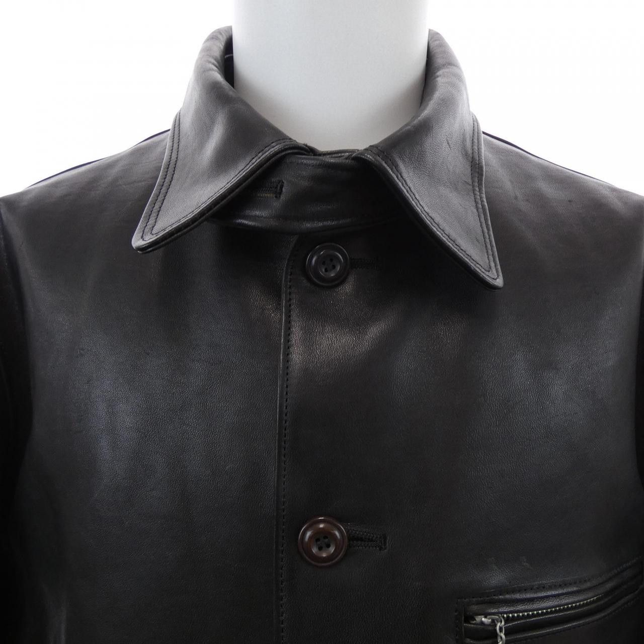 Other Other RADIALL Horse Leather Jacket Leather Outerwear DUTY FREE for USA Size ONE SIZE - 5 Thumbnail