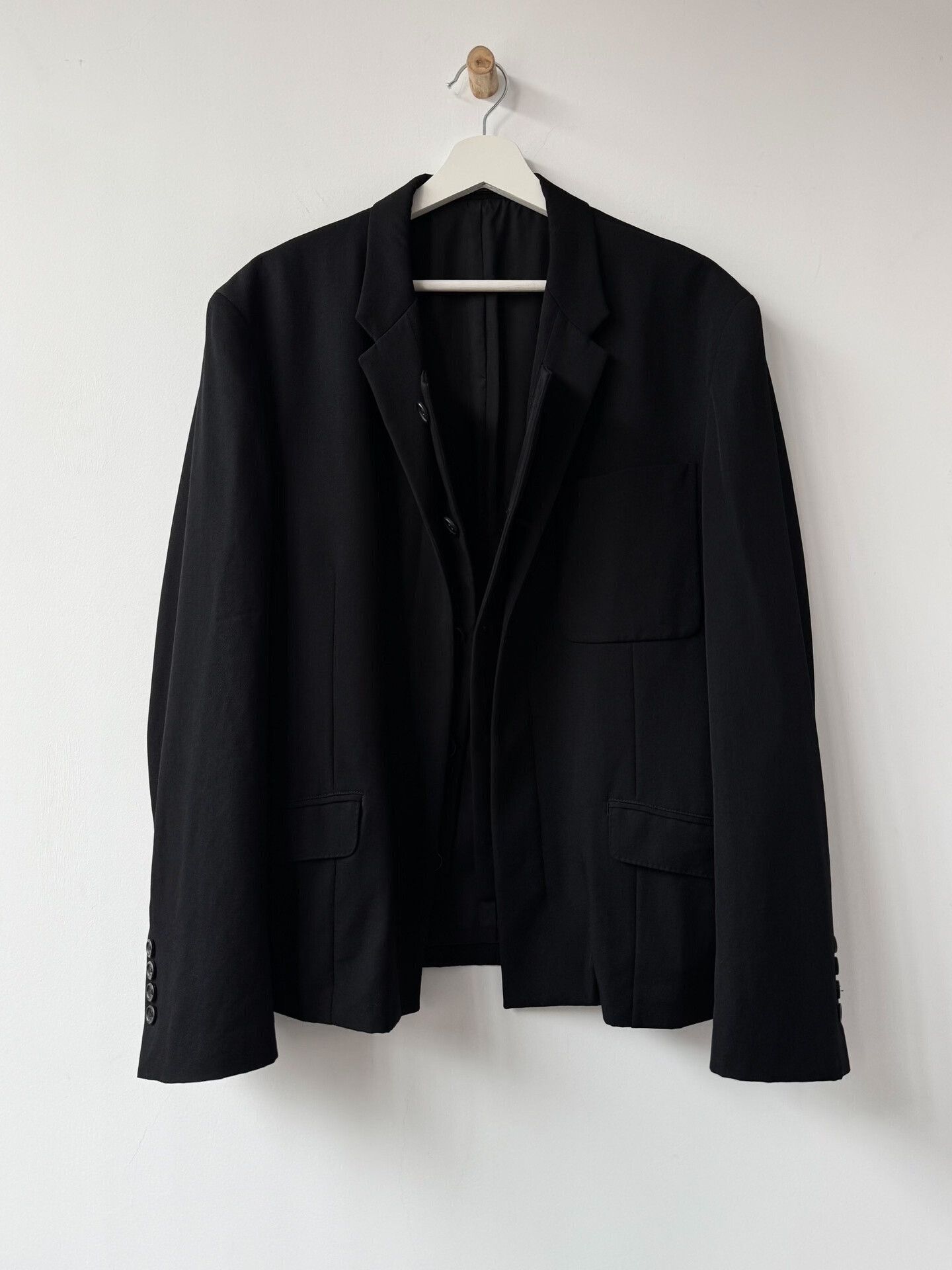 Yohji Yamamoto Yohji Yamamoto Black Wool Suit Jacket Size US M / EU 48-50 / 2 - 2 Thumbnail