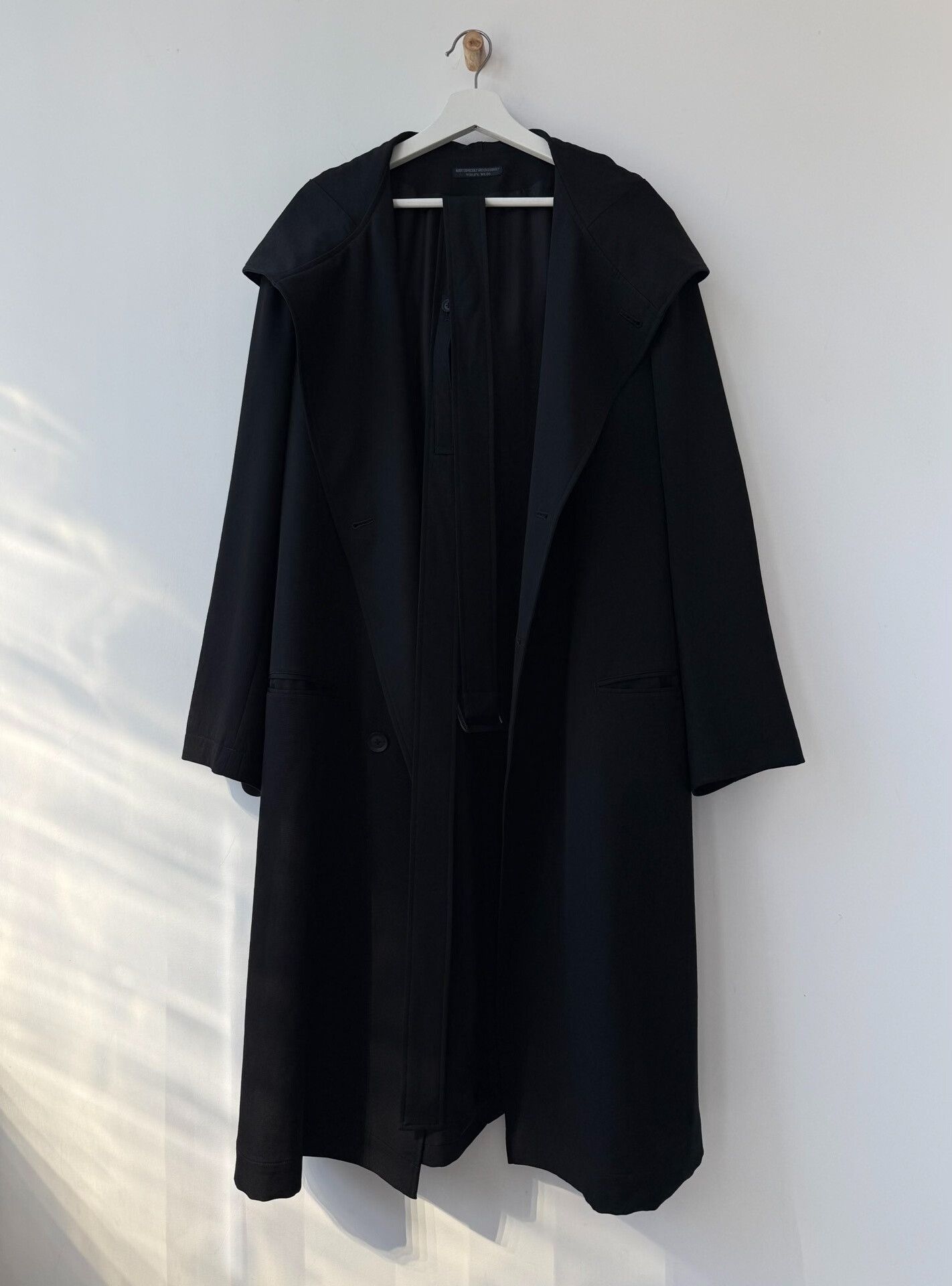 Yohji Yamamoto Yohji Yamamoto Black Wool Overcoat Size US XXL / EU 58 / 5 - 2 Thumbnail