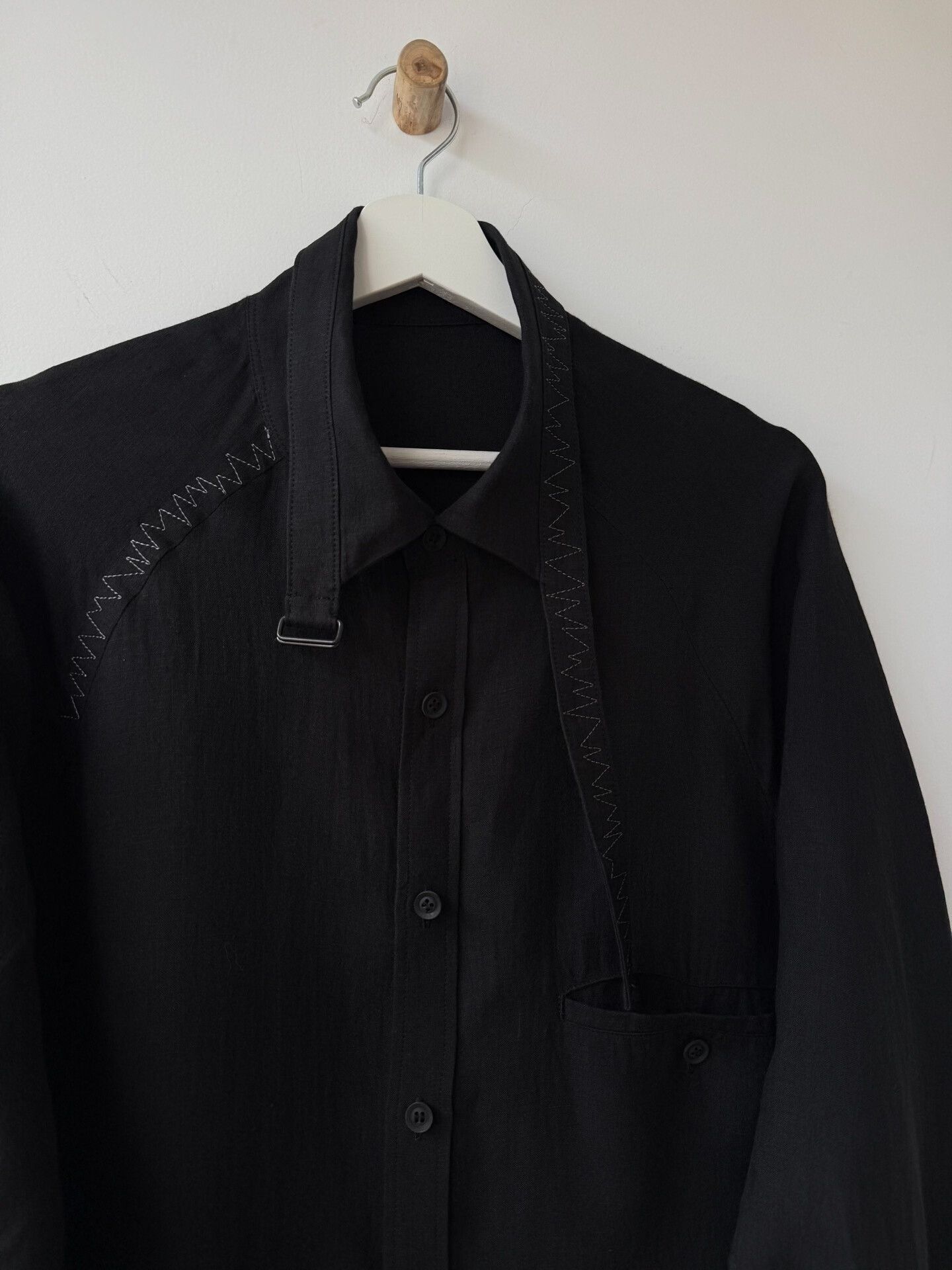 Yohji Yamamoto Yohji Yamamoto Black Linen Shirt Size US L / EU 52-54 / 3 - 3 Thumbnail