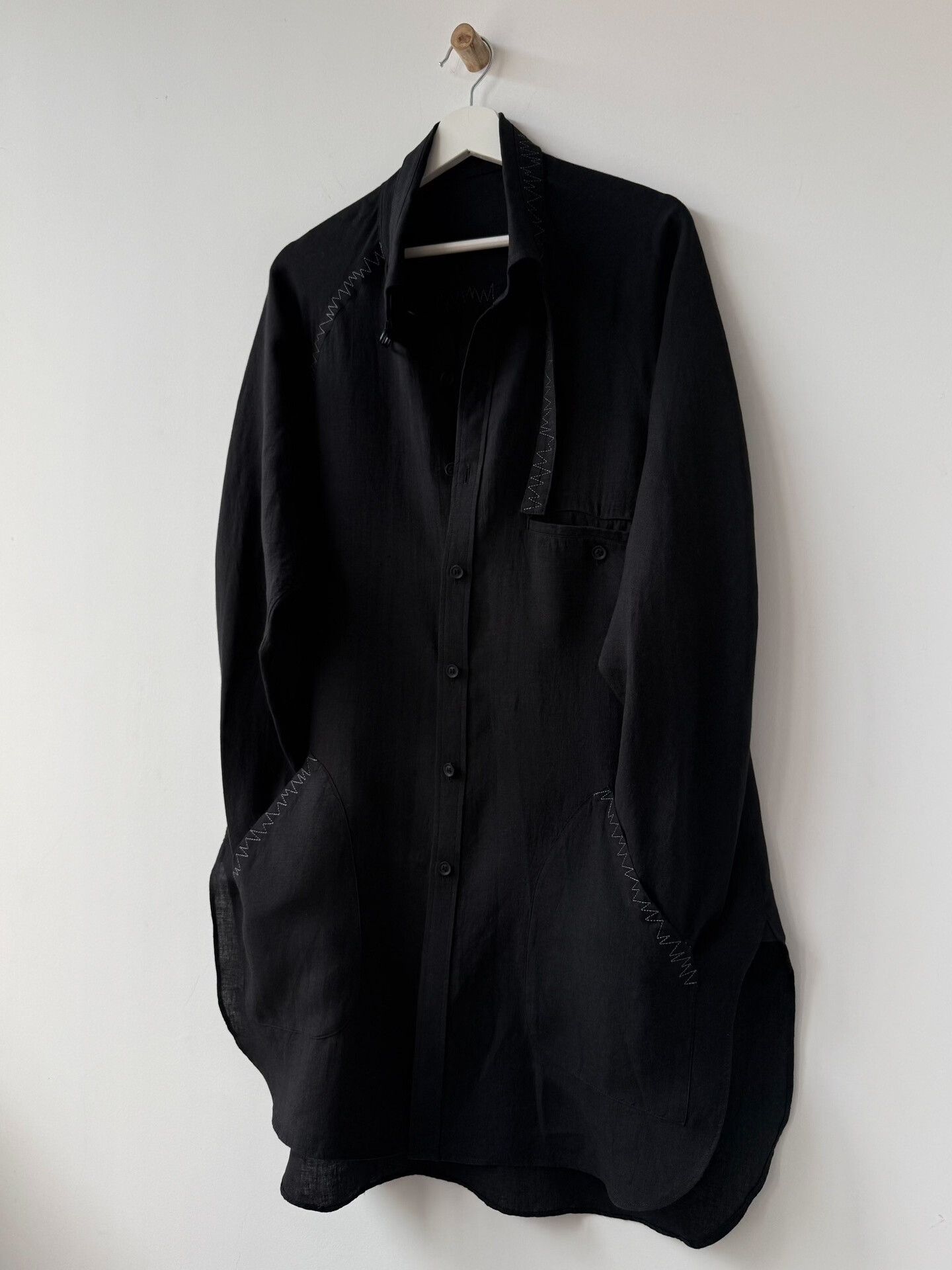 Yohji Yamamoto Yohji Yamamoto Black Linen Shirt Size US L / EU 52-54 / 3 - 2 Thumbnail