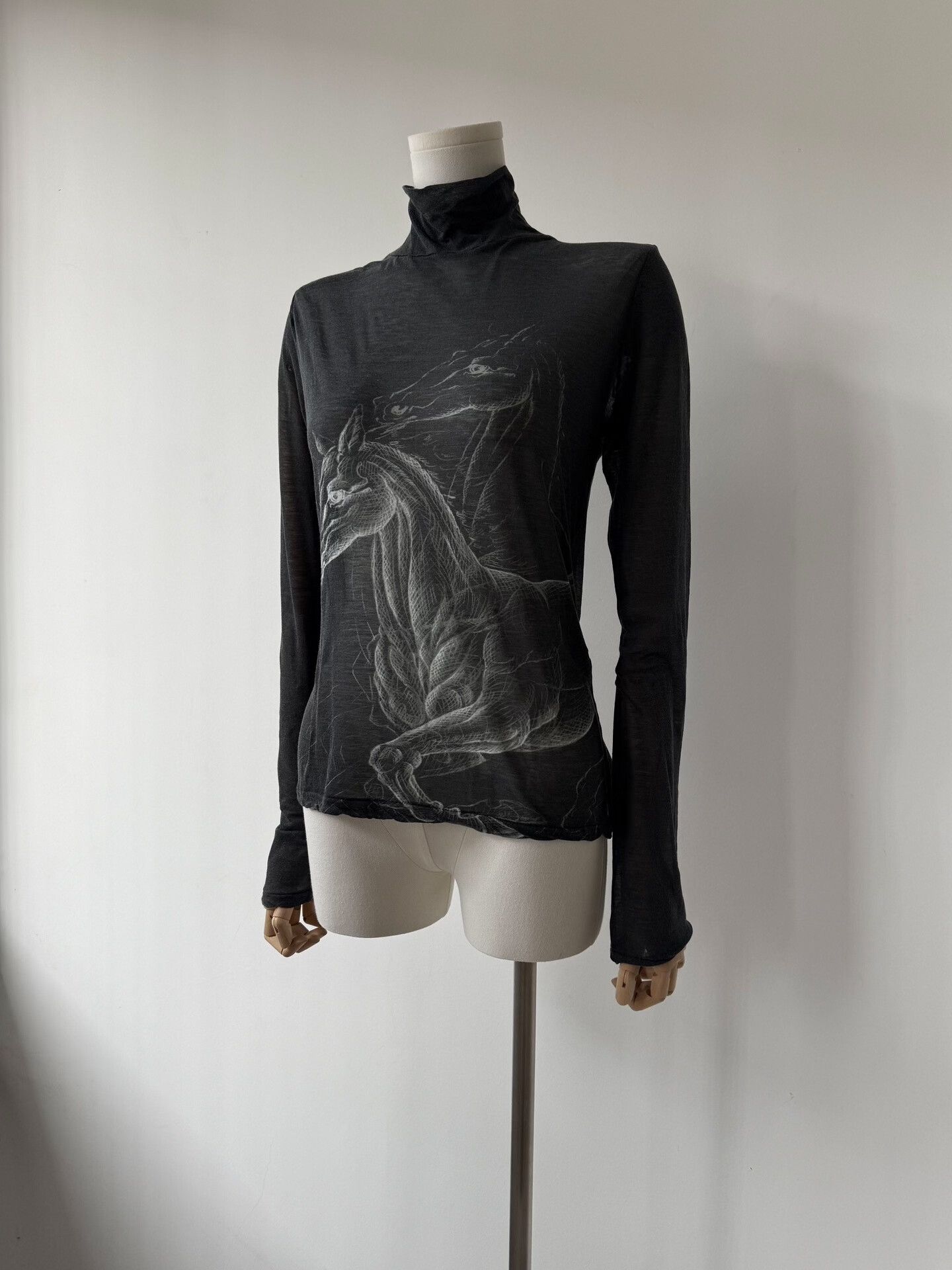 Yohji Yamamoto Yohji Yamamoto Black Graphic Long Sleeve Top Size M / US 6-8 / IT 42-44 - 4 Thumbnail