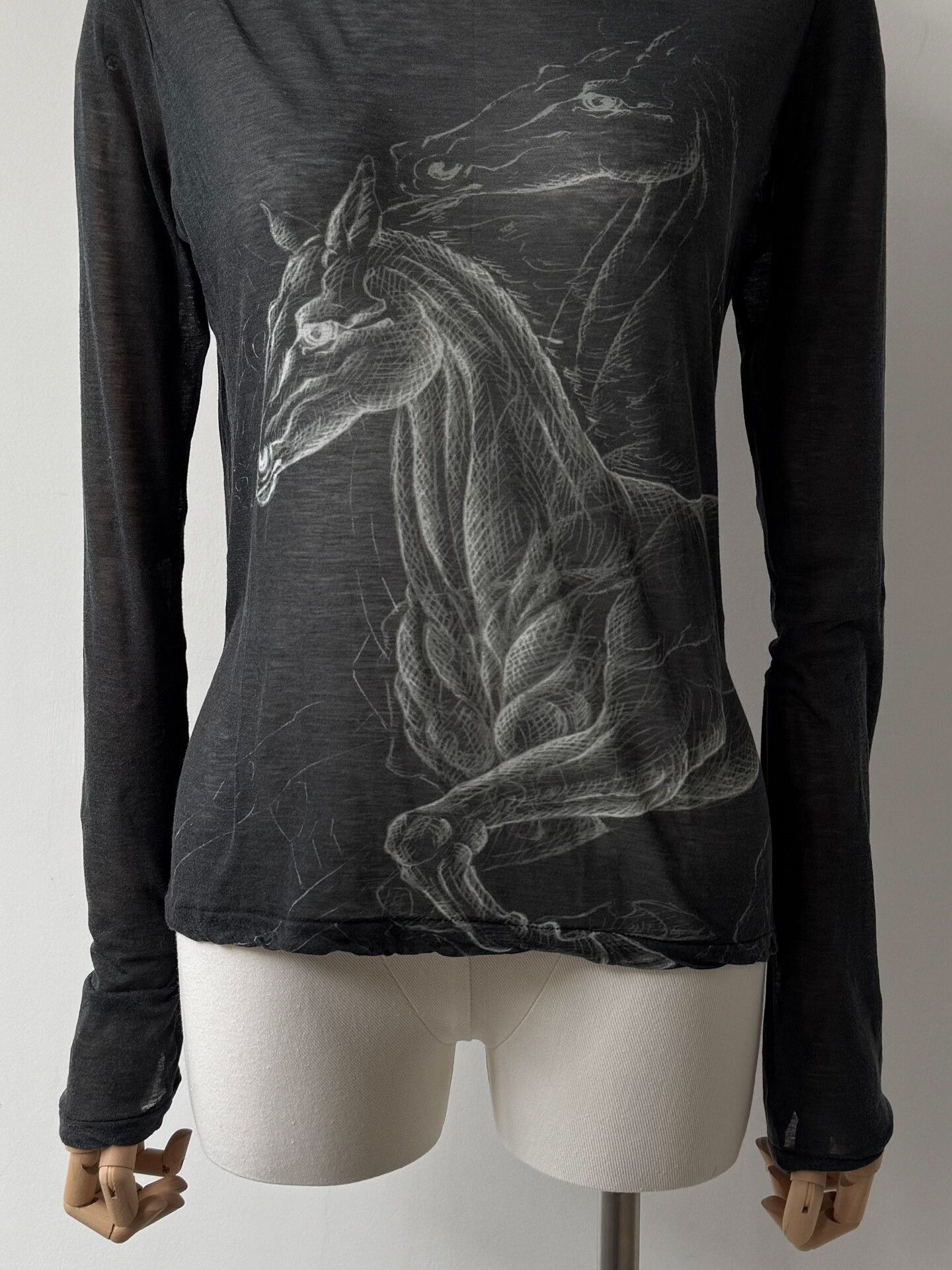 Yohji Yamamoto Yohji Yamamoto Black Graphic Long Sleeve Top Size M / US 6-8 / IT 42-44 - 5 Thumbnail