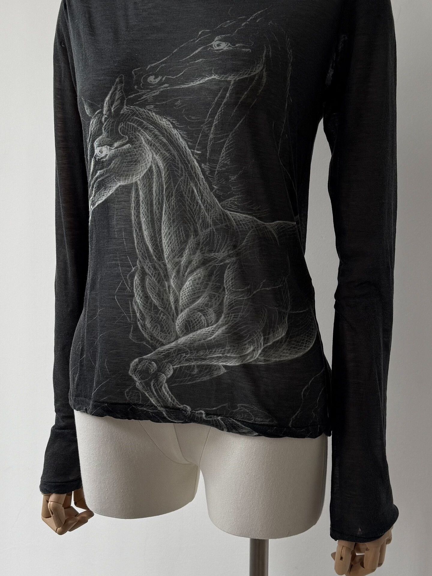 Yohji Yamamoto Yohji Yamamoto Black Graphic Long Sleeve Top Size M / US 6-8 / IT 42-44 - 6 Thumbnail