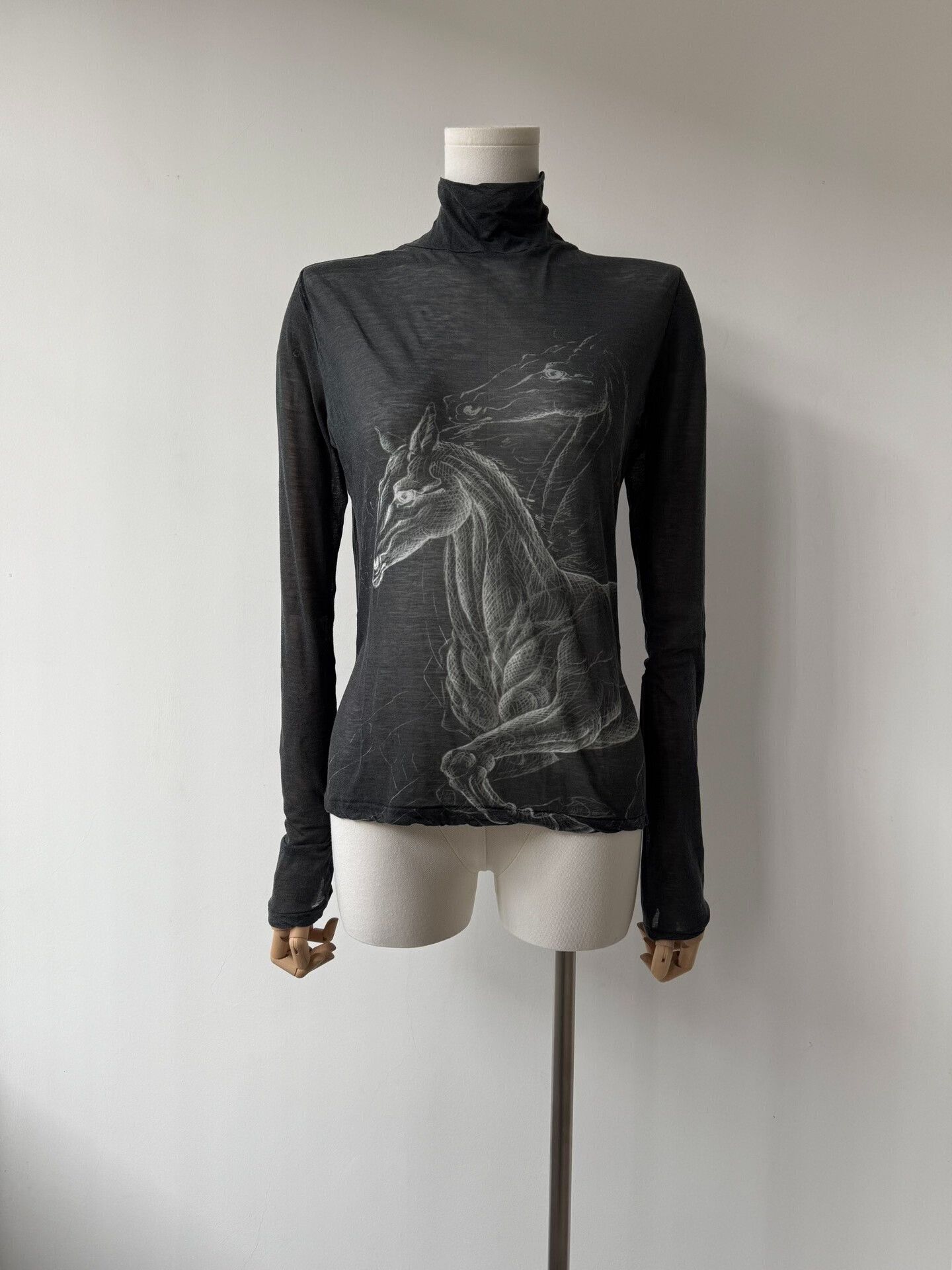 Yohji Yamamoto Yohji Yamamoto Black Graphic Long Sleeve Top Size M / US 6-8 / IT 42-44 - 2 Thumbnail