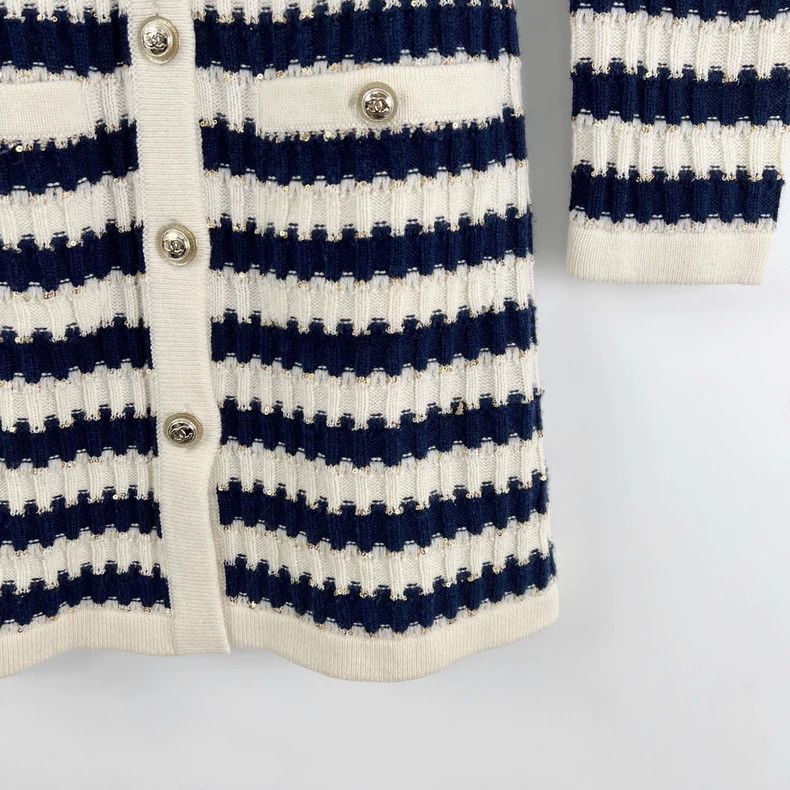 Chanel Chanel Blue White Stripe Sequin Knit Dress Size US 34 / EU 50 - 7 Thumbnail