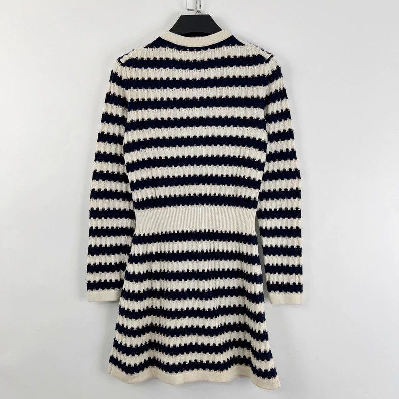 Chanel Chanel Blue White Stripe Sequin Knit Dress Size US 34 / EU 50 - 3 Thumbnail