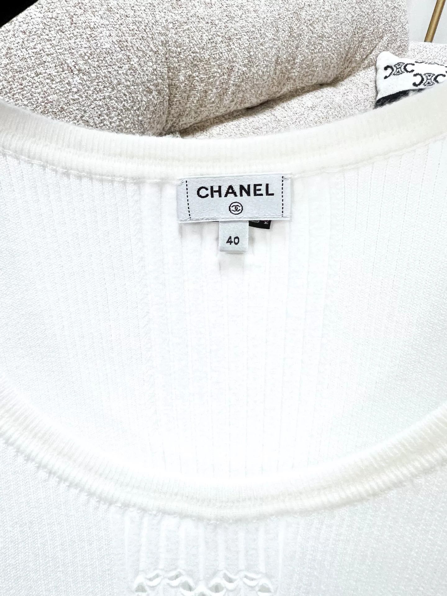 Chanel Chanel 25C White Knit Sleeveless Top Size US L / EU 52-54 / 3 - 5 Thumbnail