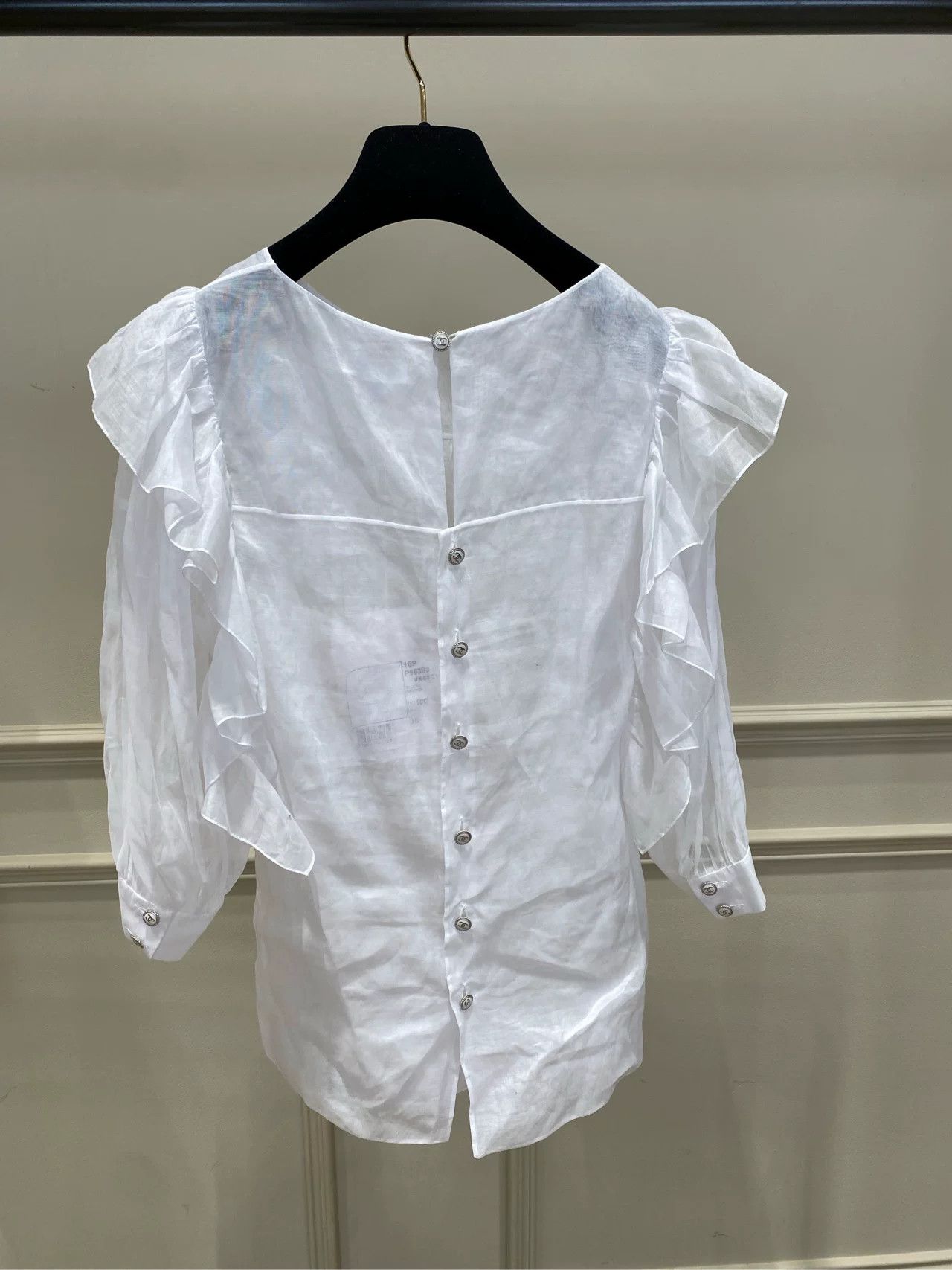 Chanel Chanel 23B White Ruffle Trim Blouse Size US S / EU 44-46 / 1 - 2 Thumbnail
