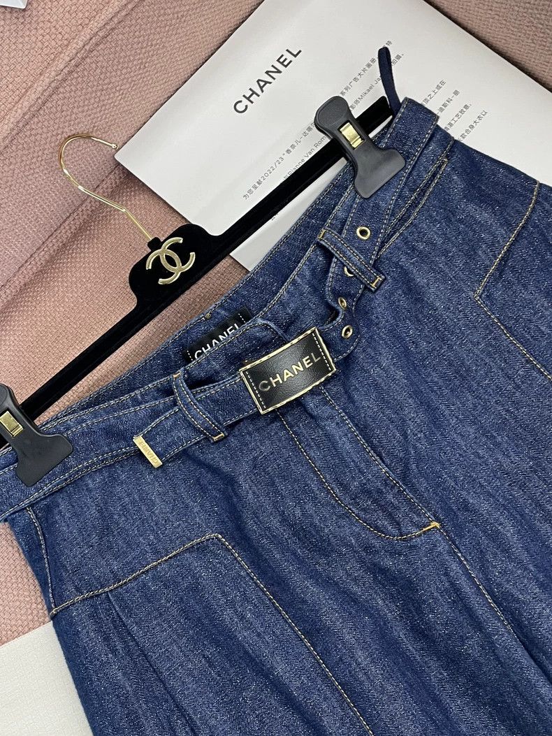 Chanel Chanel Blue Wide-Leg Denim Jeans Size US 38 / EU 54 - 2 Thumbnail