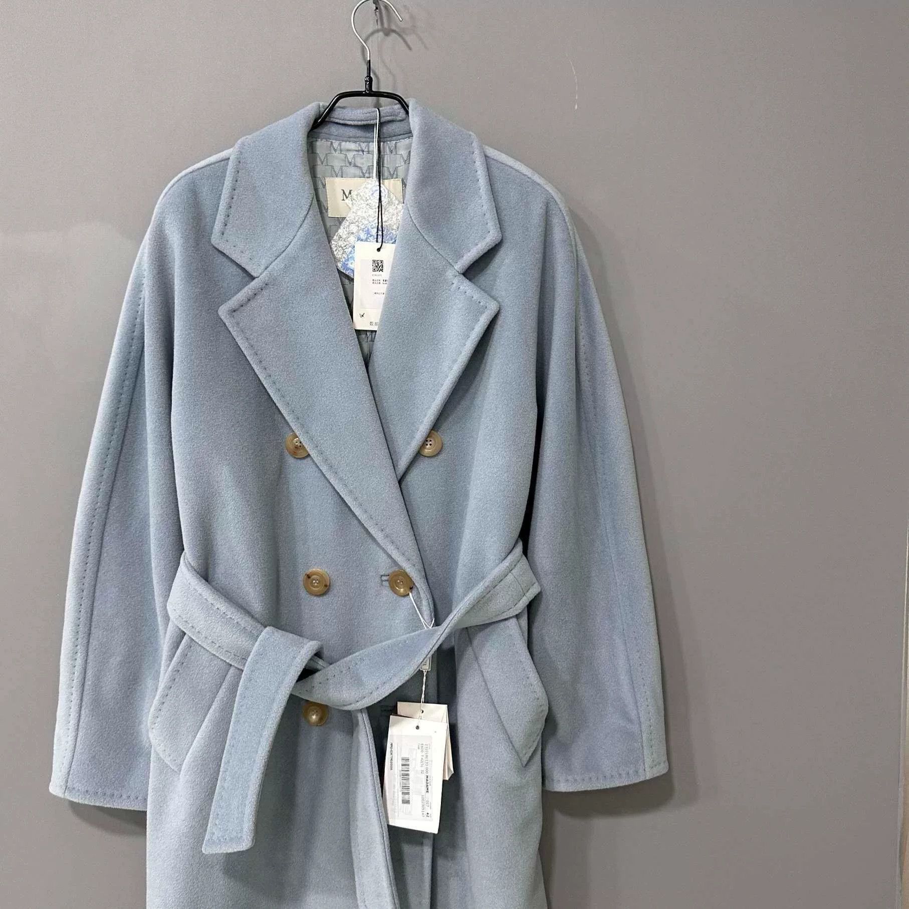 Max Mara maxmara fog blue double-breasted coat Size US L / EU 52-54 / 3 - 2 Thumbnail