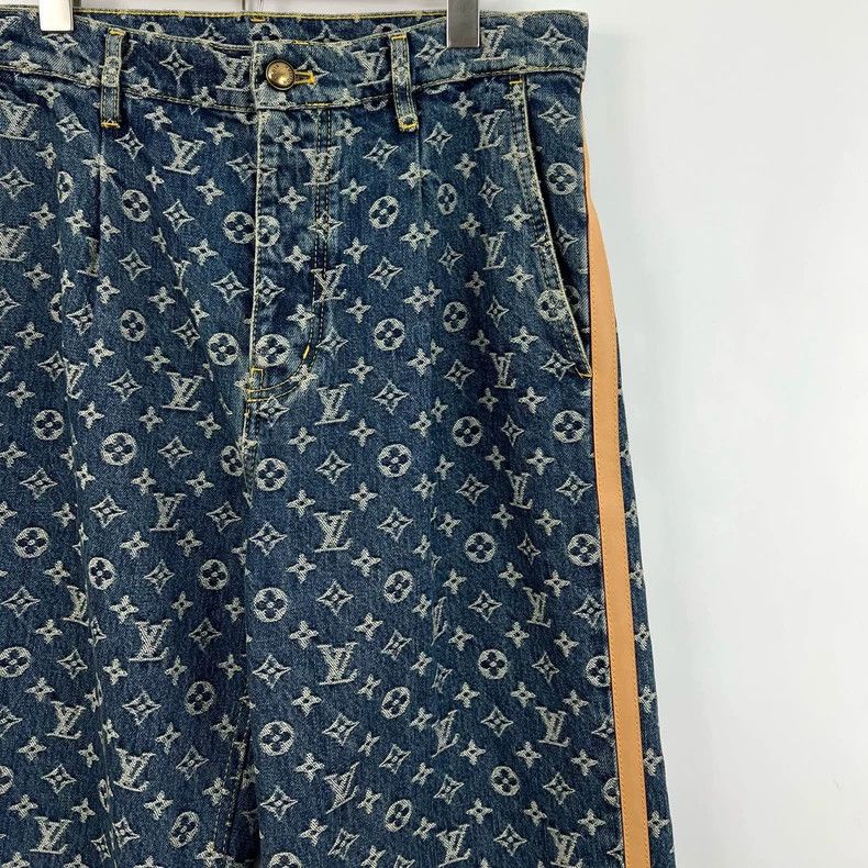 Louis Vuitton Louis Vuitton Blue Monogram Side Stripe Jeans Size US 31 - 5 Thumbnail
