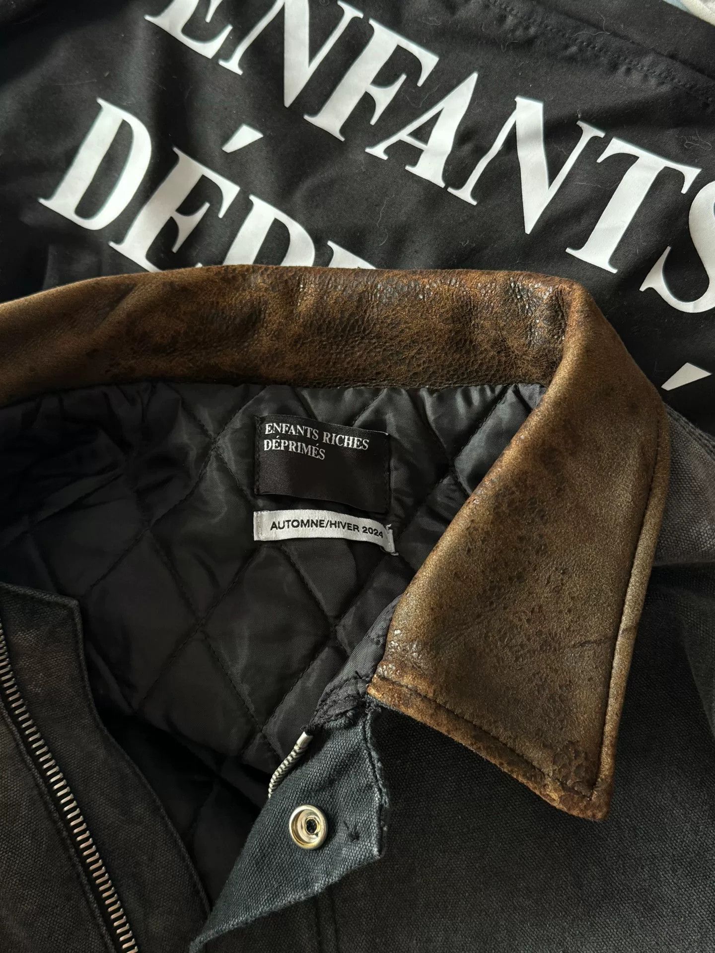 Enfants Riches Deprimes ERD Distressed Denim Jacket with Leather Collar Size US XL / EU 56 / 4 - 5 Thumbnail