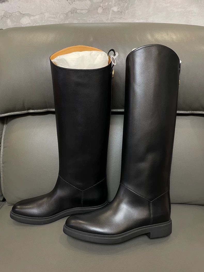 Loro Piana Loro Piana Black Leather Knee-High Boots Size US 8 / IT 38 - 2 Thumbnail