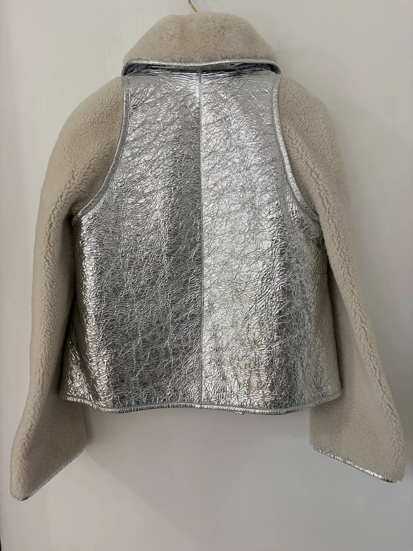 Chanel Chanel Metallic Silver Shearling Coat Size XS / US 0-2 / IT 36-38 - 2 Thumbnail