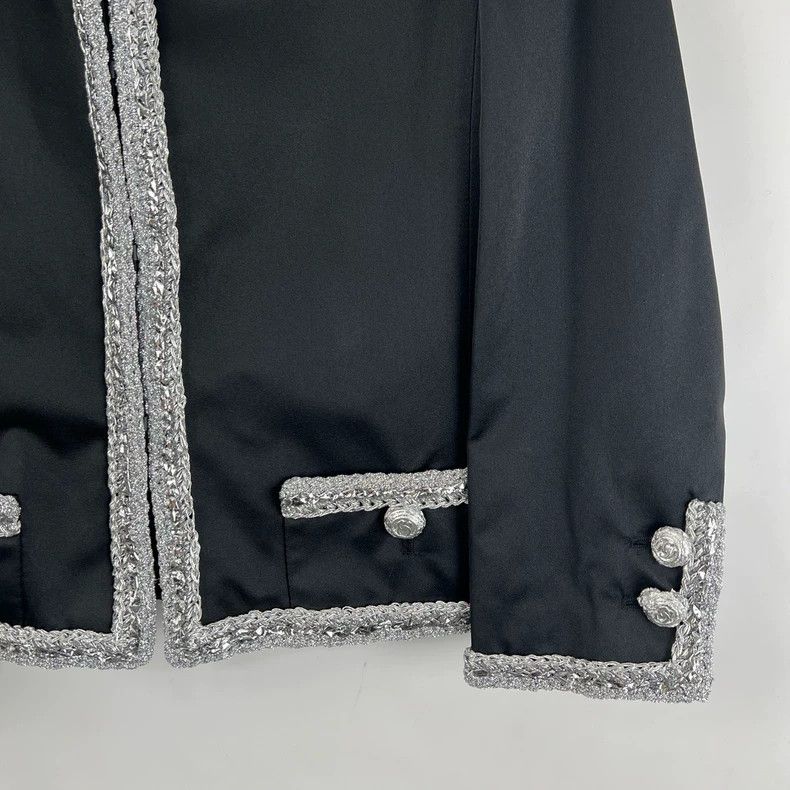 Chanel Chanel Black Silver Satin Coat Size US XS / EU 42 / 0 - 6 Thumbnail