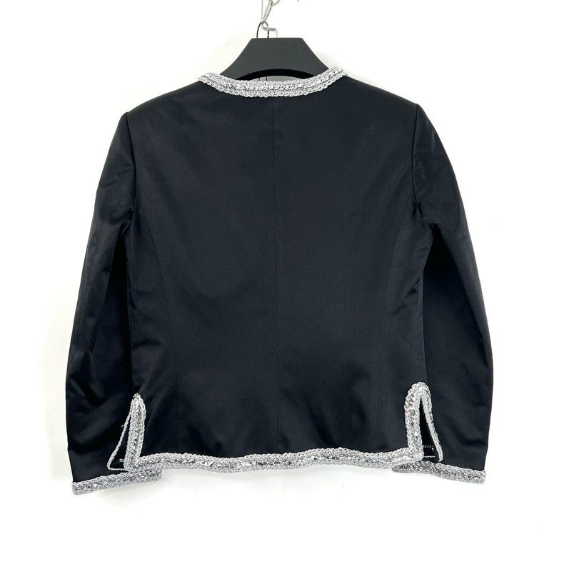 Chanel Chanel Black Silver Satin Coat Size US XS / EU 42 / 0 - 3 Thumbnail