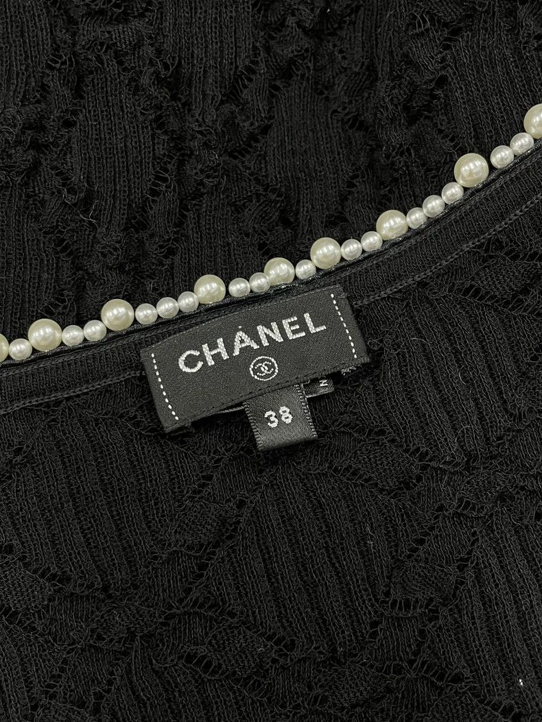 Chanel Chanel Black Pearl V-Neck Knit Top Size US M / EU 48-50 / 2 - 6 Thumbnail