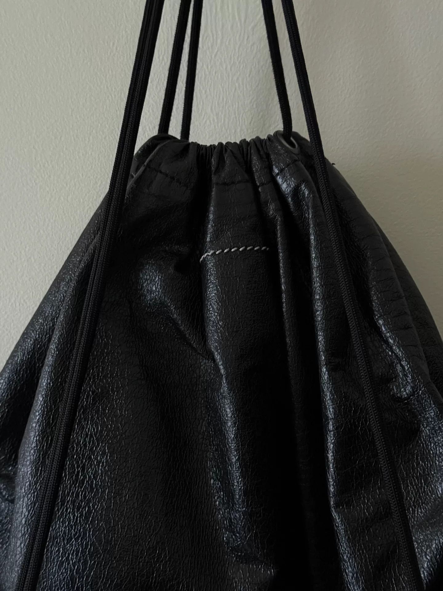 MM6 oversized black leather drawstring bag Size ONE SIZE - 3 Thumbnail