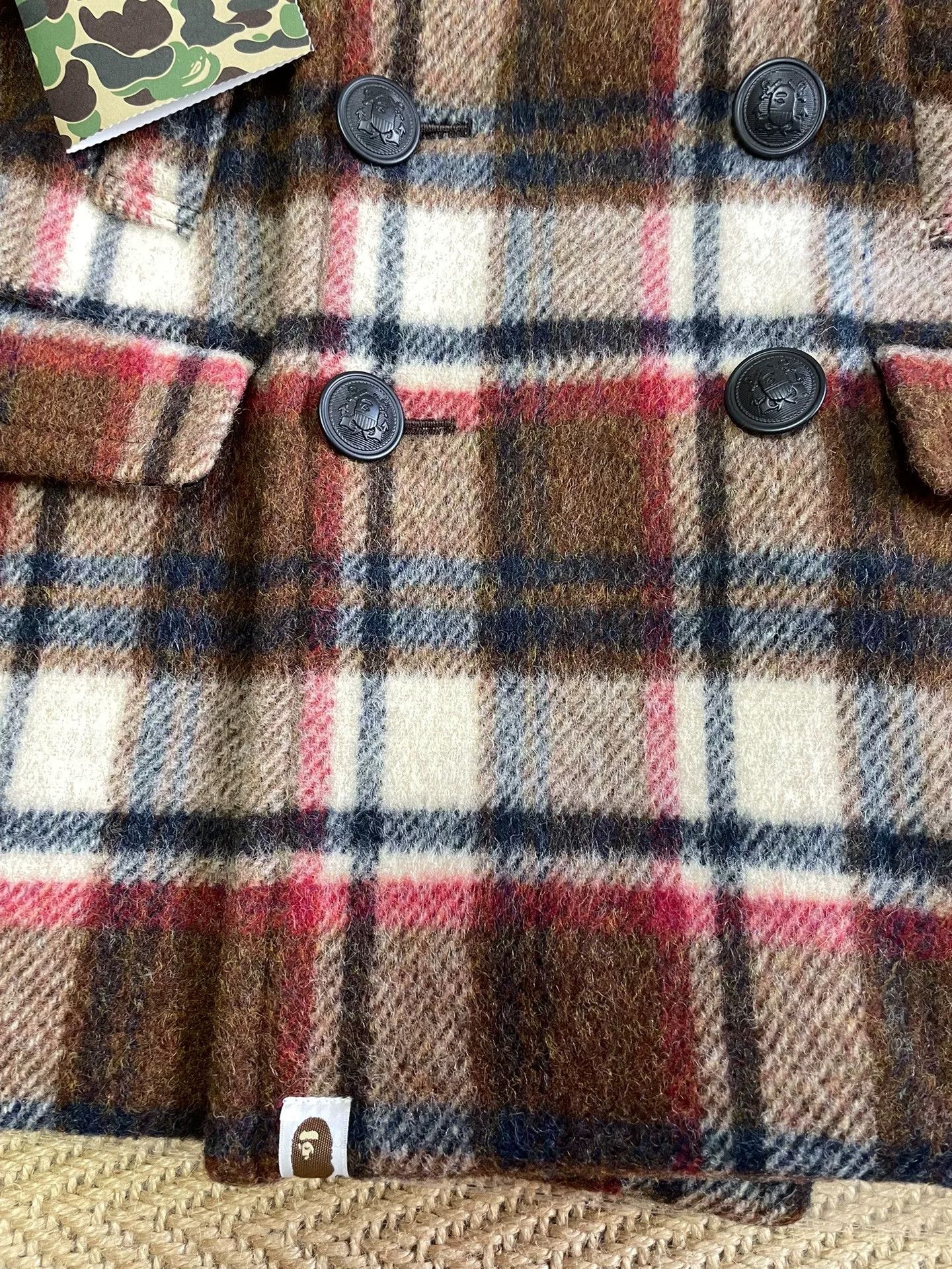 Bape bape check wool double-breasted coat Size US M / EU 48-50 / 2 - 6 Thumbnail