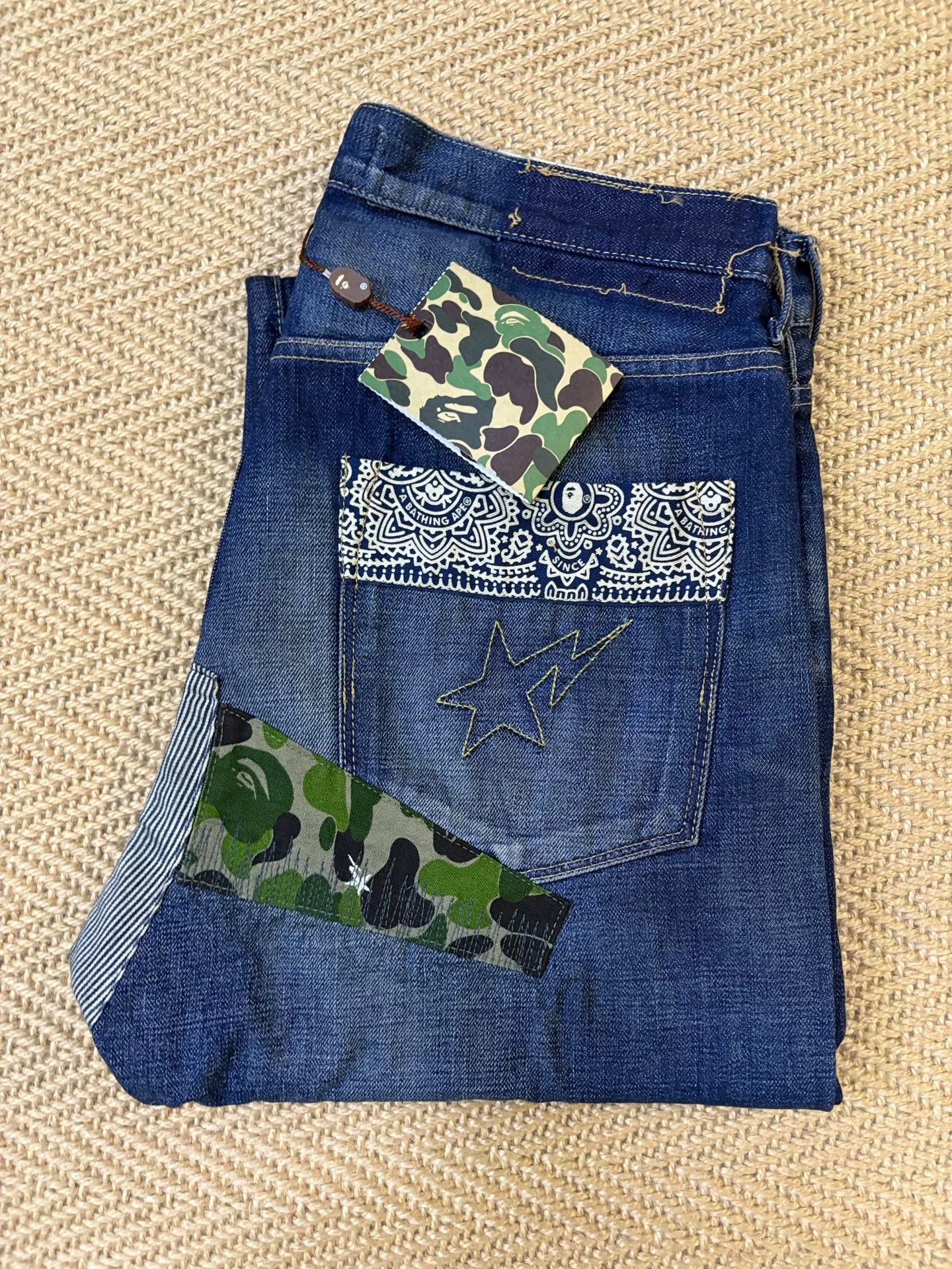 Bape bape type2 damage denim pants limited edition Size US 31 - 3 Thumbnail