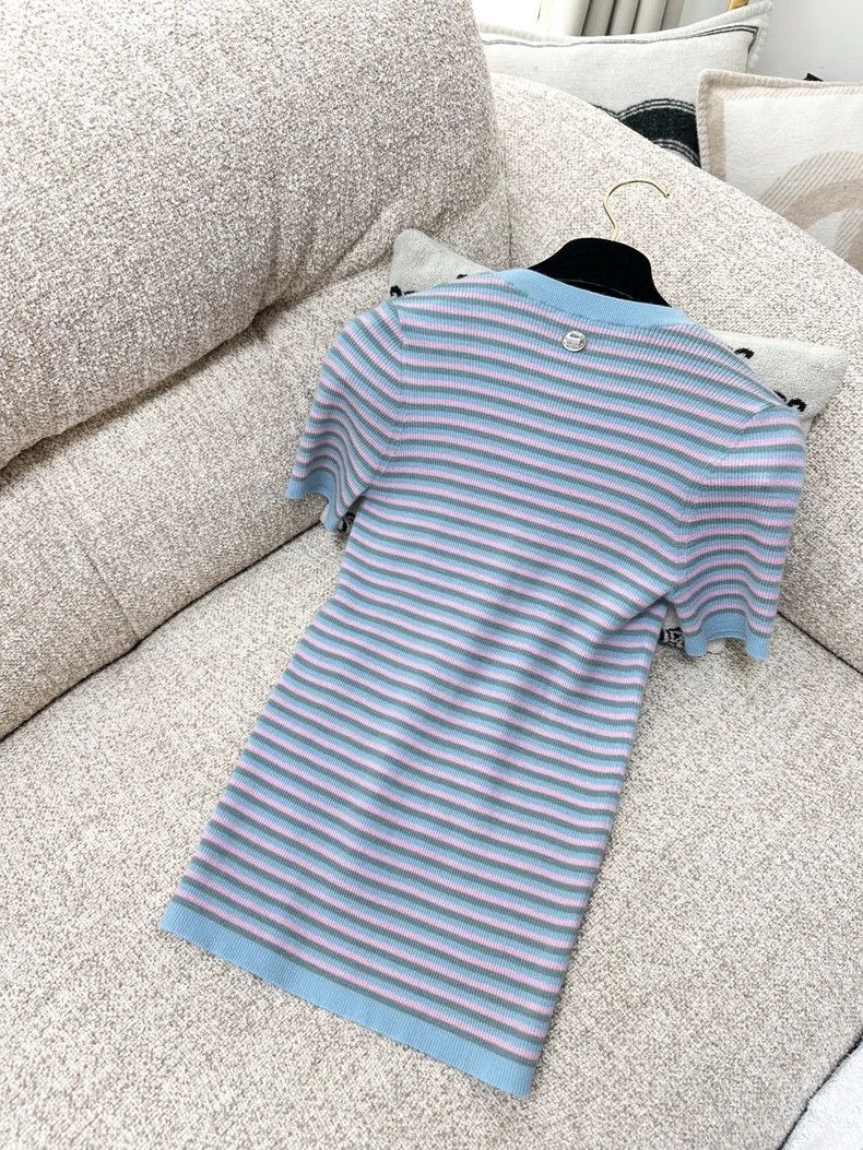 Chanel Chanel Blue Purple Stripe Portrait Knit Top Size US S / EU 44-46 / 1 - 4 Thumbnail