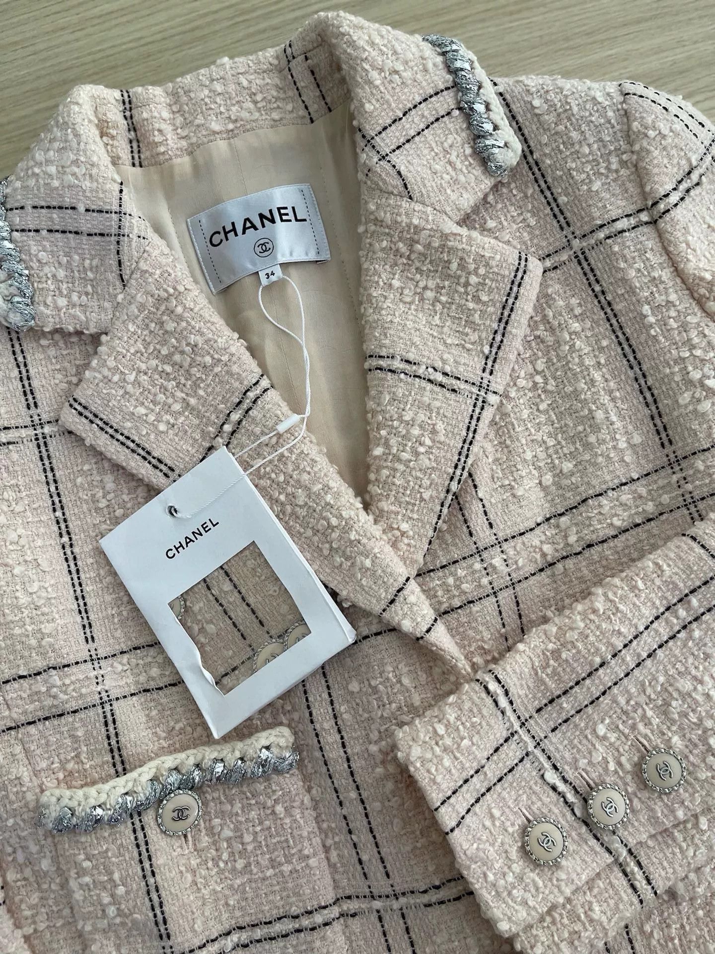 Chanel Chanel 2021 Pink Plaid Blazer Coat Size US XS / EU 42 / 0 - 4 Thumbnail