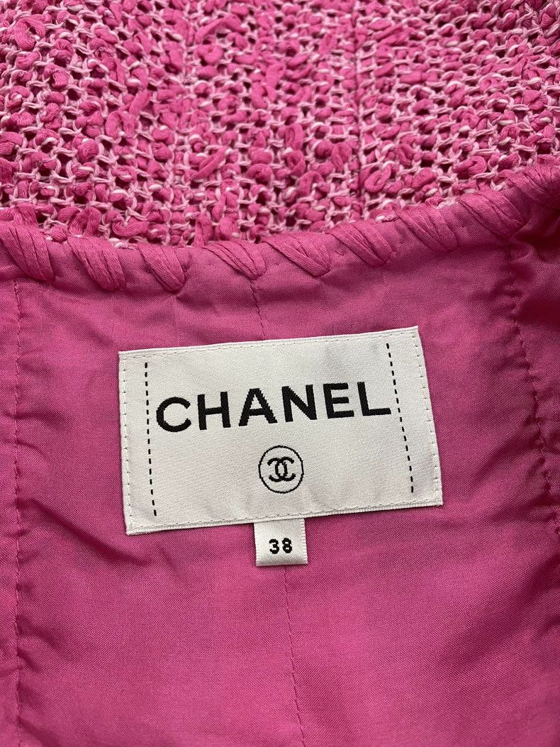 Chanel Chanel Pink V-Neck Knit Jacket Size US M / EU 48-50 / 2 - 5 Thumbnail