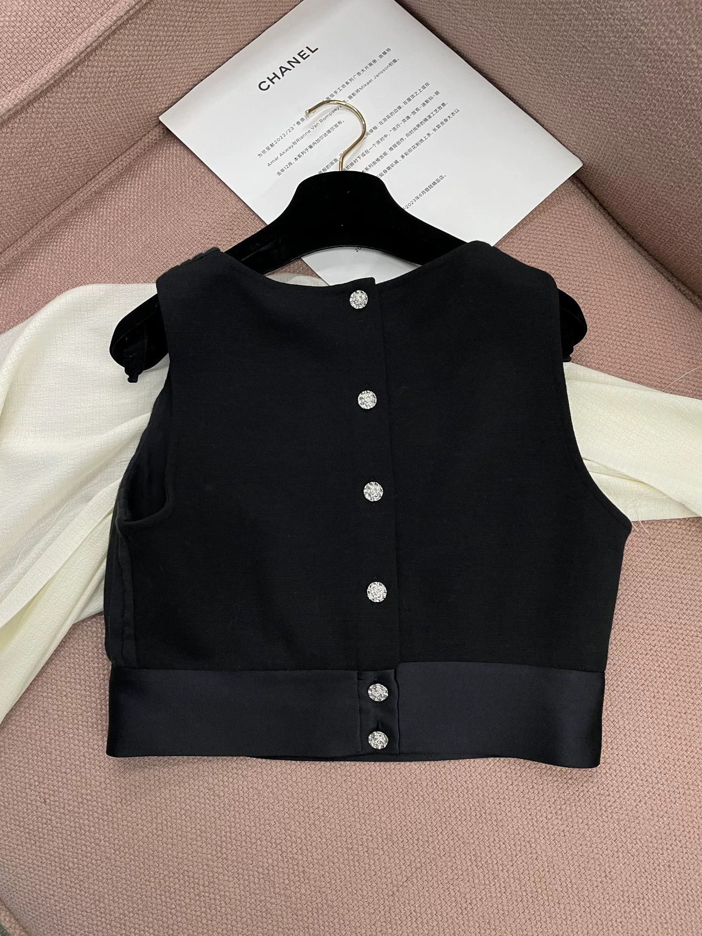 Chanel Chanel Black Pearl Crystal Logo Tank Top Size US S / EU 44-46 / 1 - 3 Thumbnail