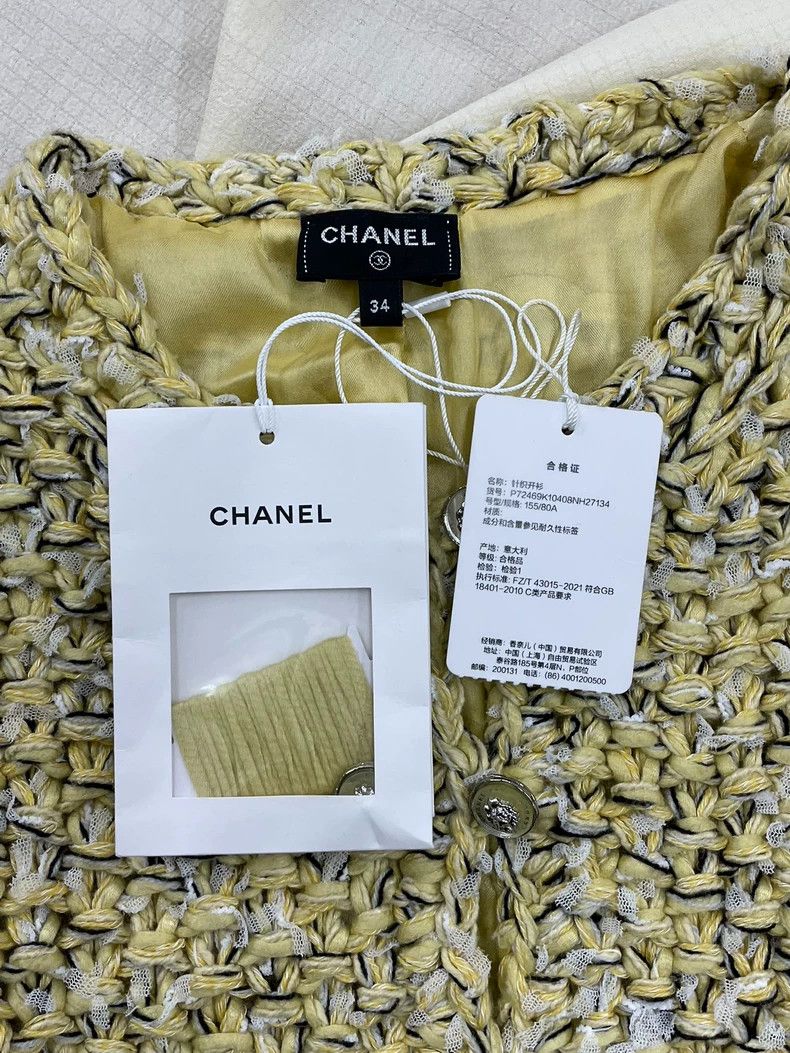 Chanel Chanel Yellow Knit Woven Jacket Size US XS / EU 42 / 0 - 6 Thumbnail