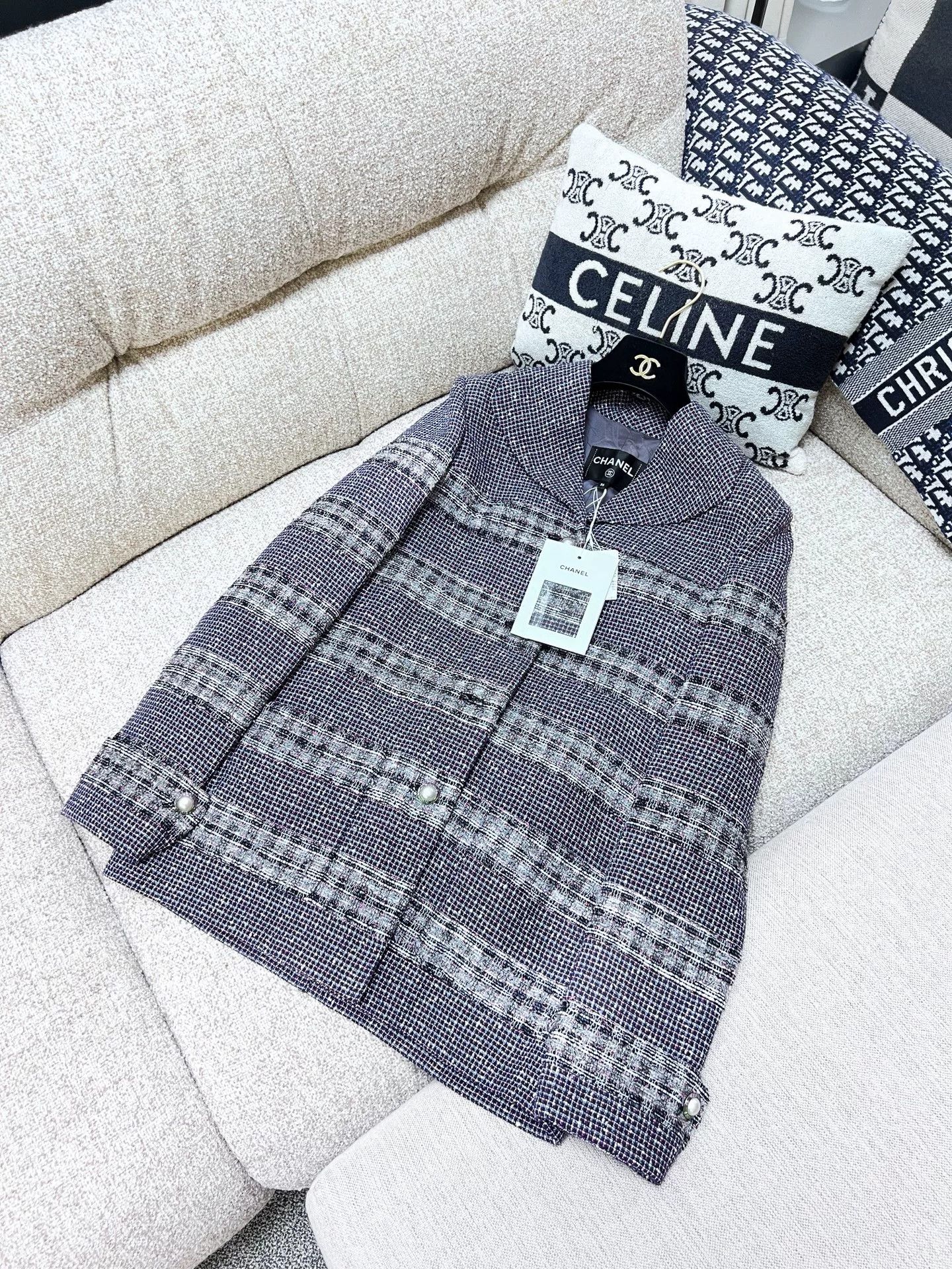 Chanel Chanel Purple Striped Tweed Coat Size US S / EU 44-46 / 1 - 2 Thumbnail