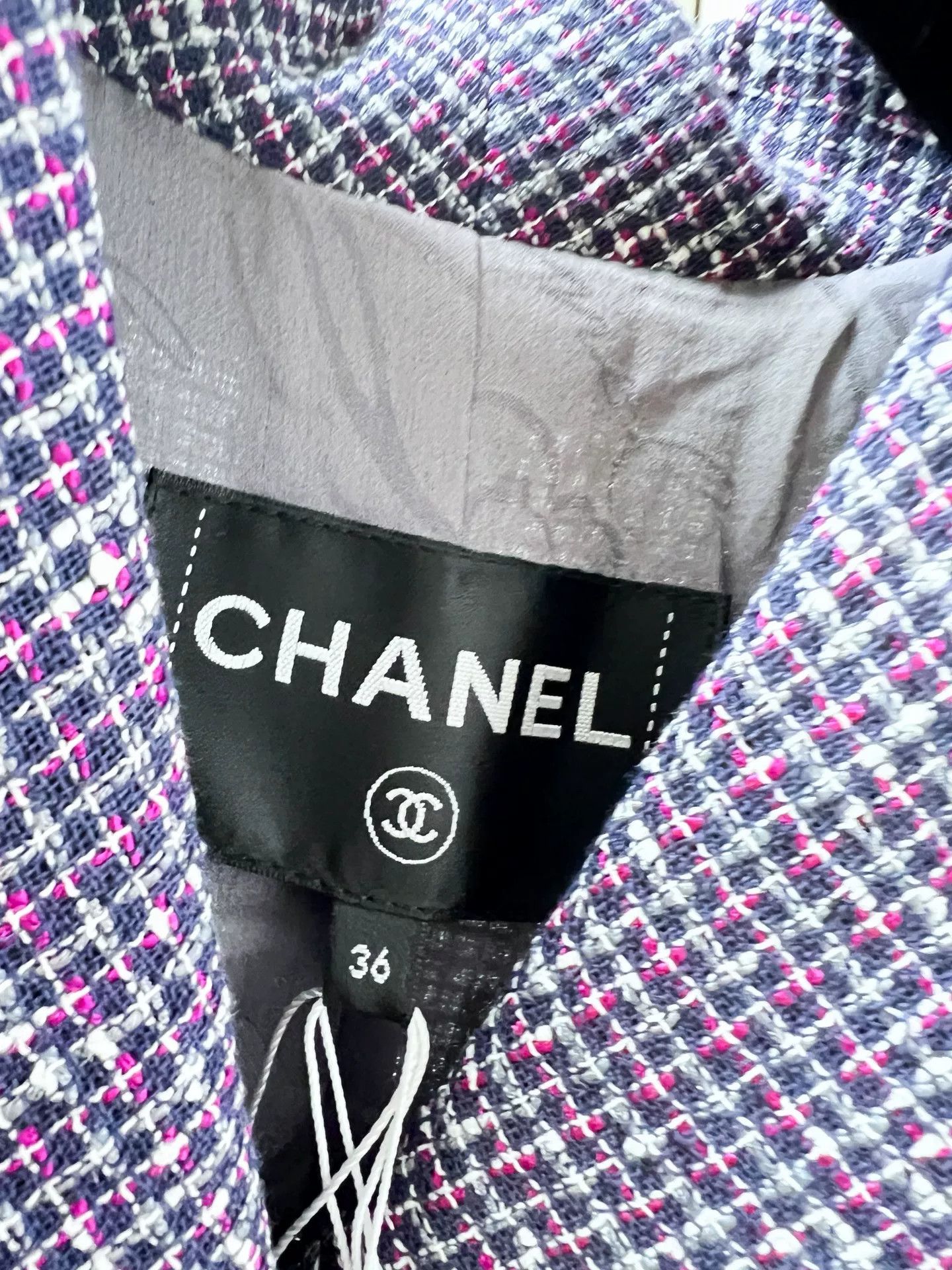 Chanel Chanel Purple Striped Tweed Coat Size US S / EU 44-46 / 1 - 7 Thumbnail